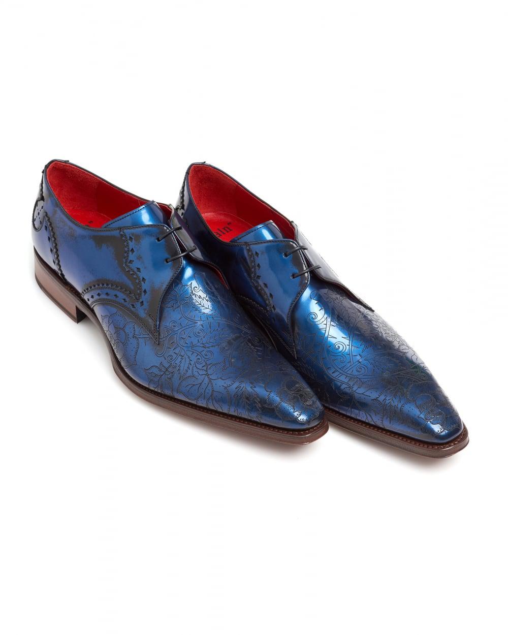 Jeffery West Derby Shoes, Tattoo Engraved Front Book Blue ...