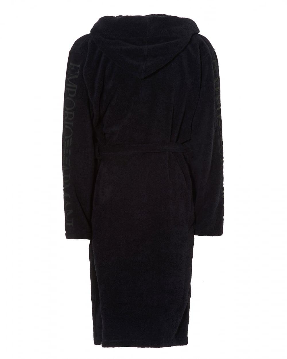 Lyst - Emporio Armani Hooded Robe, Branding Navy Dressing Gown in Blue