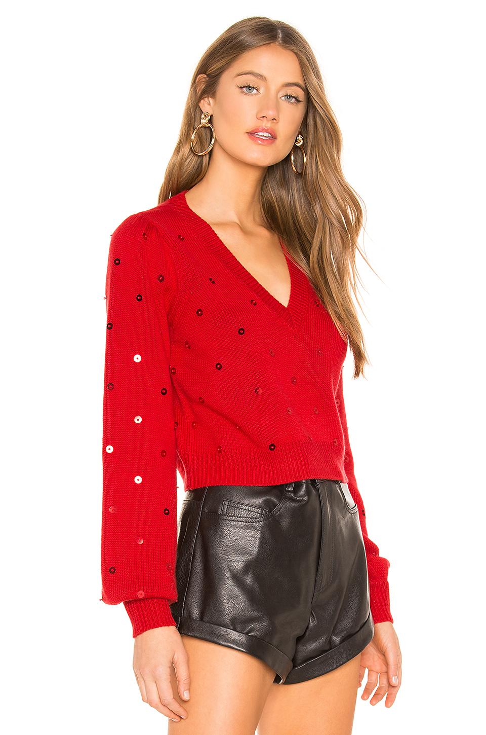 MAJORELLE Sequin Sweater in Red - Lyst