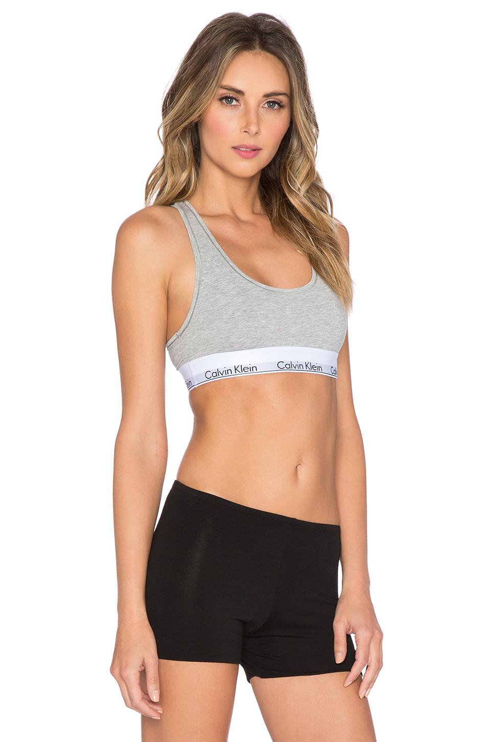 Lyst Calvin Klein Modern Cotton Bralette In Gray