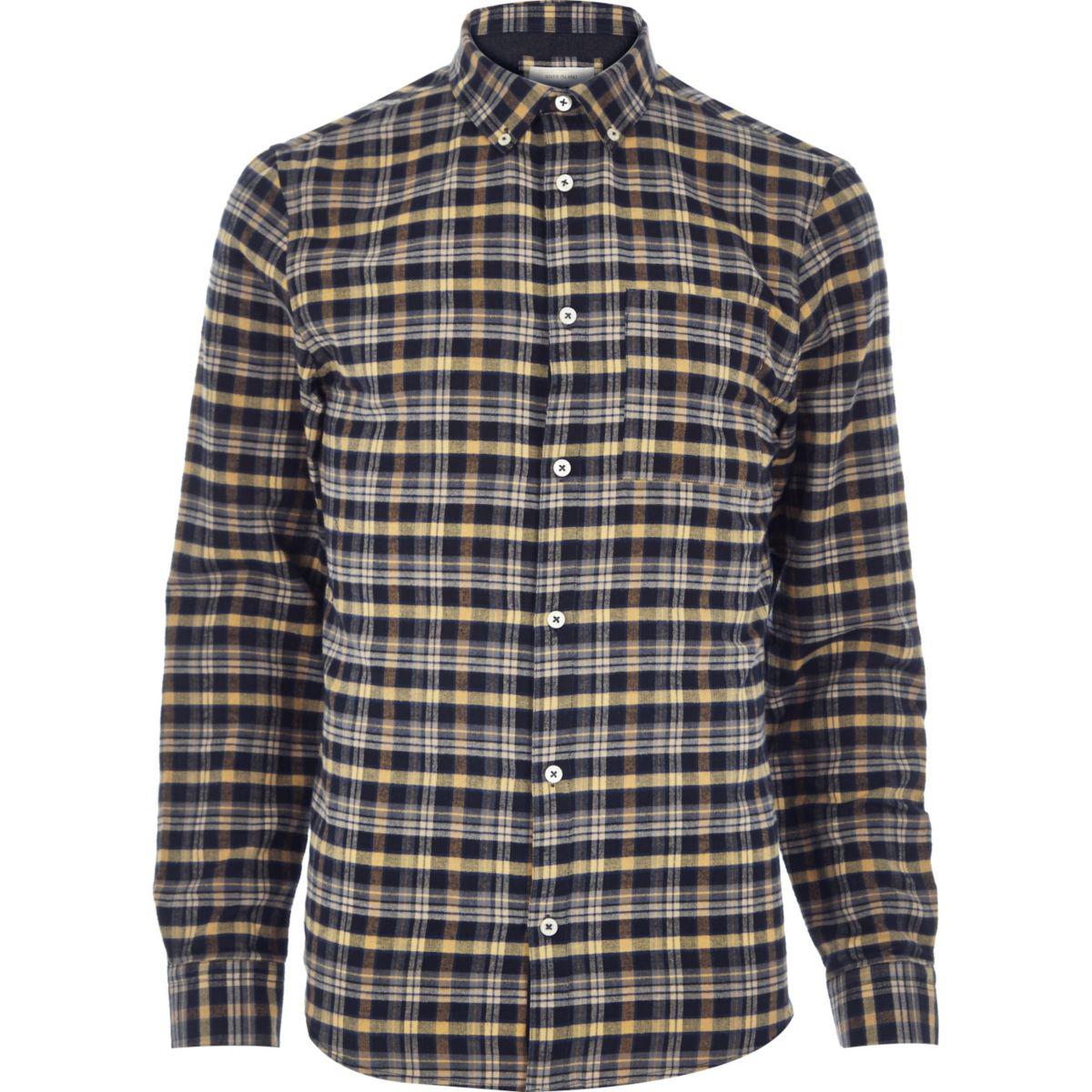 River Island Mustard Yellow Check Flannel Shirt for Men Lyst