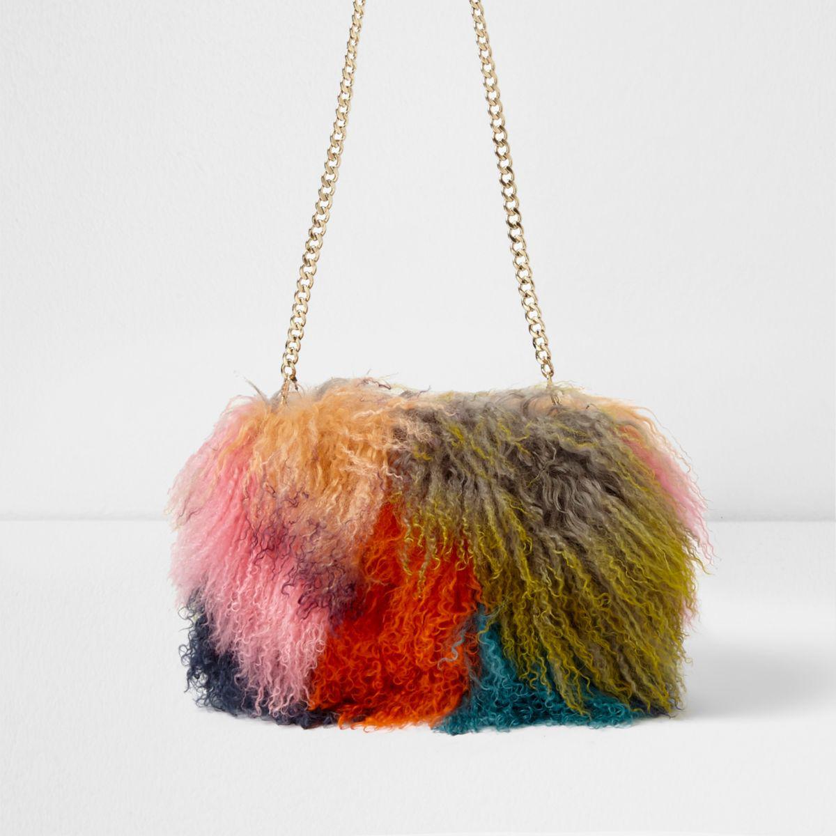 orange fur bag