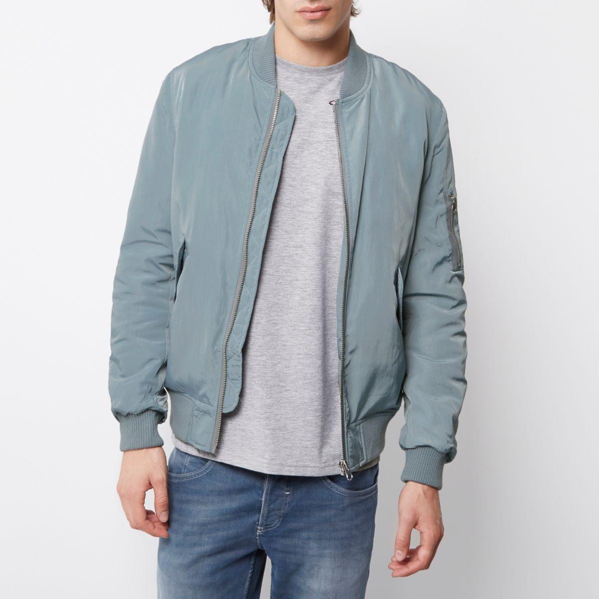 Lyst River Island Light Blue Ma1 Bomber Jacket In Blue For Men 