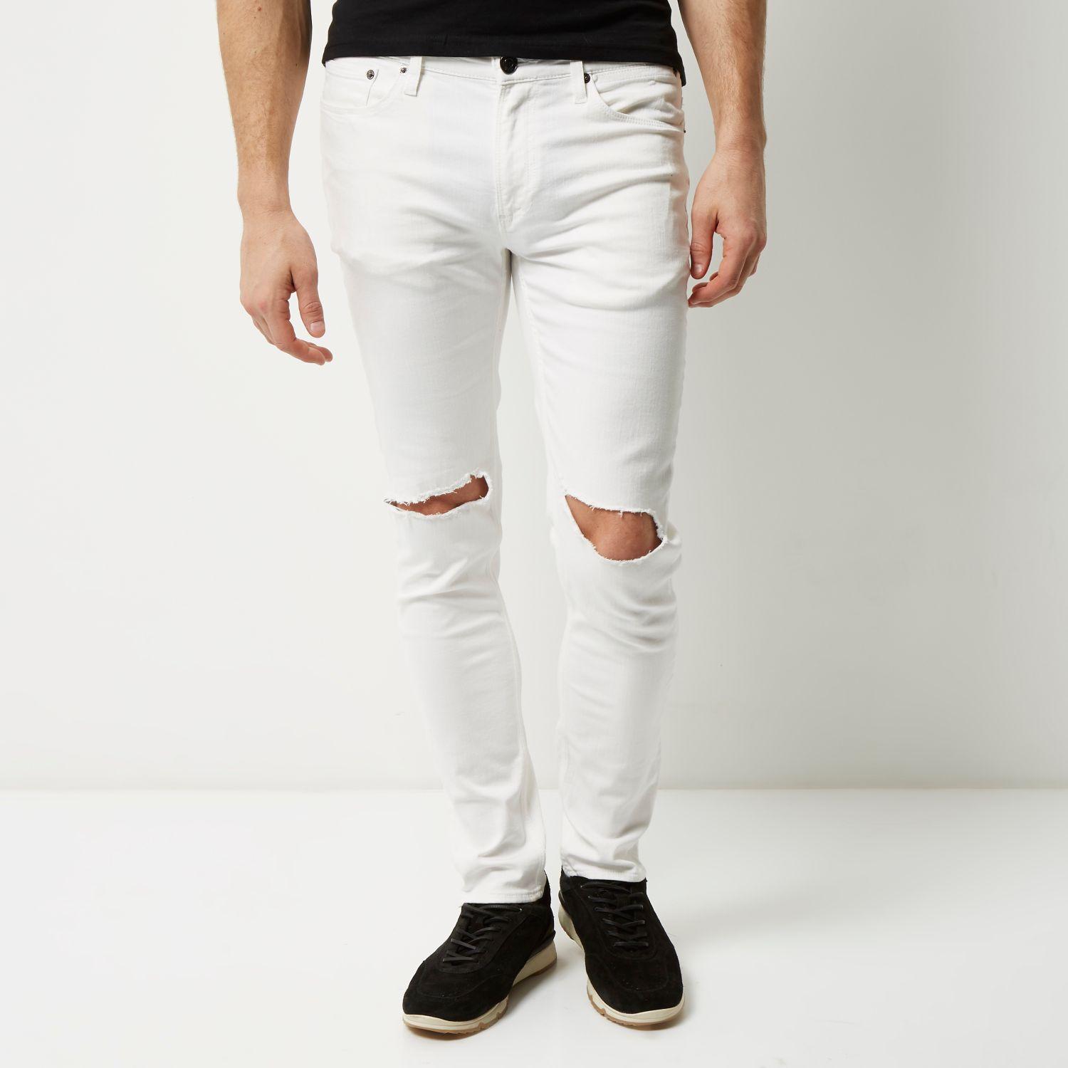 white ripped pants mens