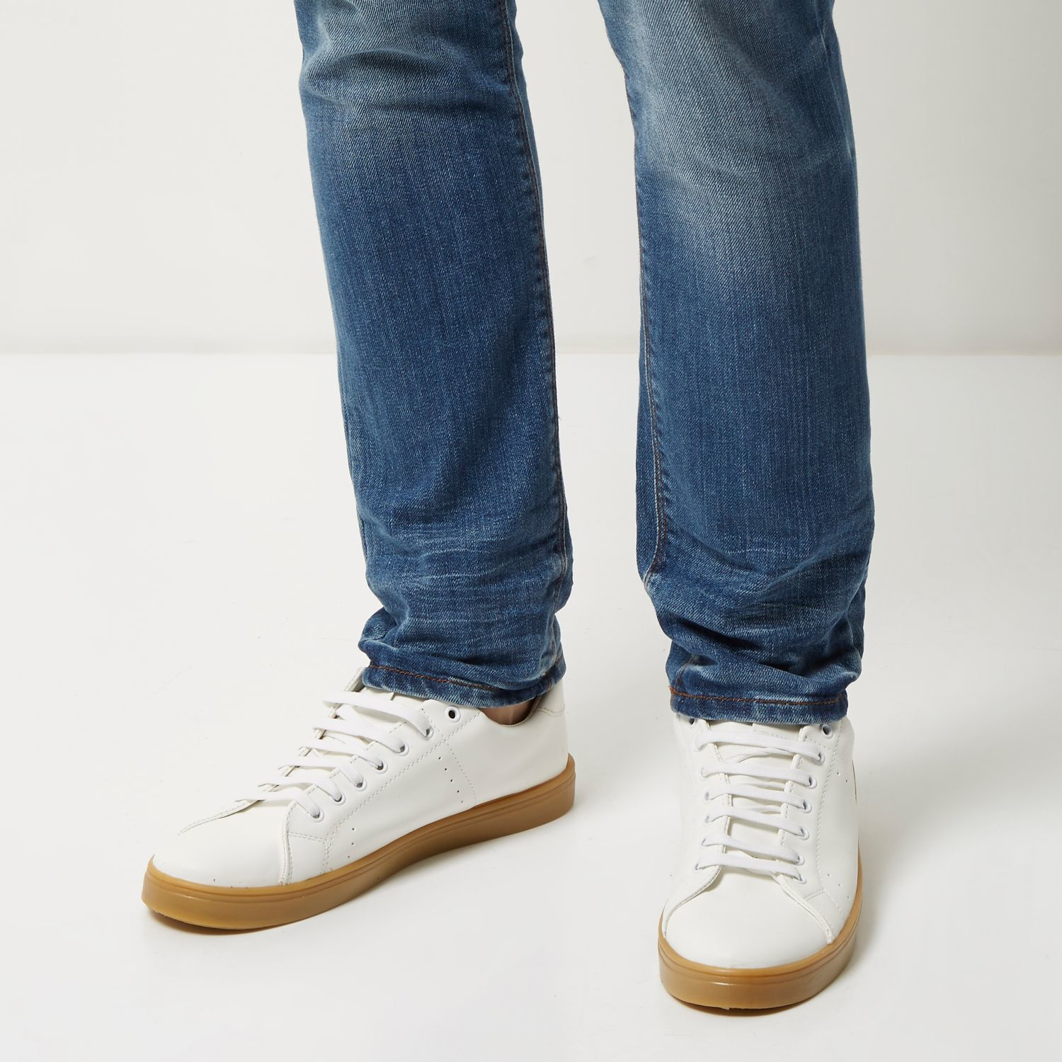 River island White Lace-up Sneakers in White for Men | Lyst