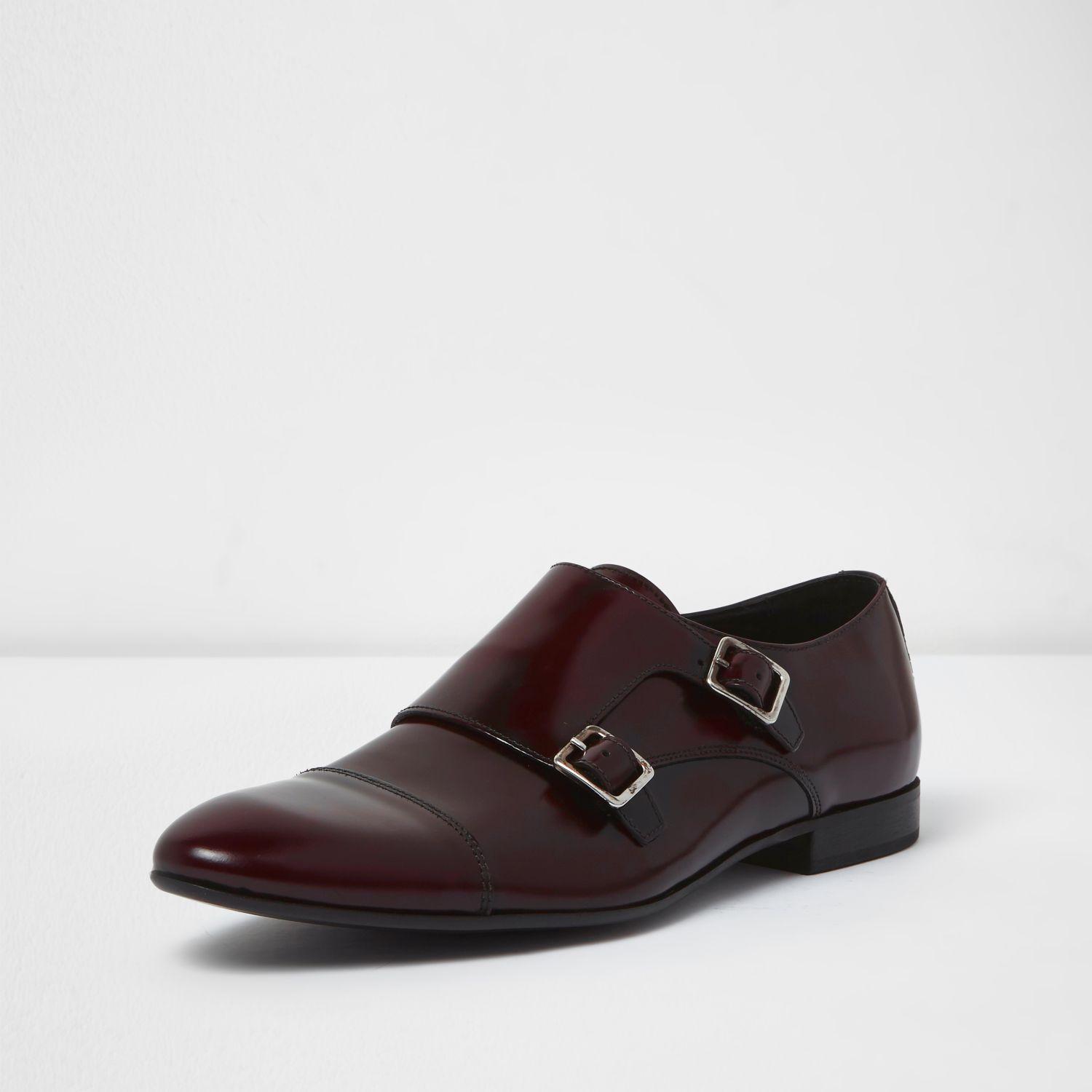 burgundy monk shoes