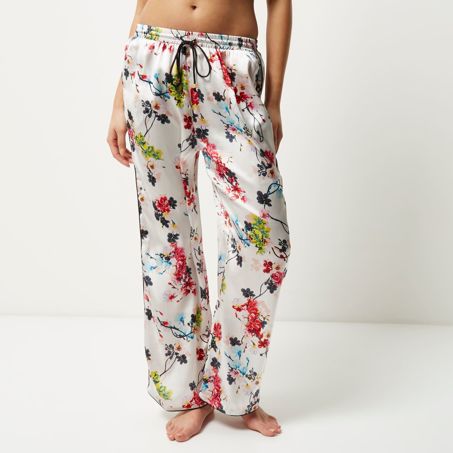 River Island White Floral Print Pajama Pants in White - Lyst