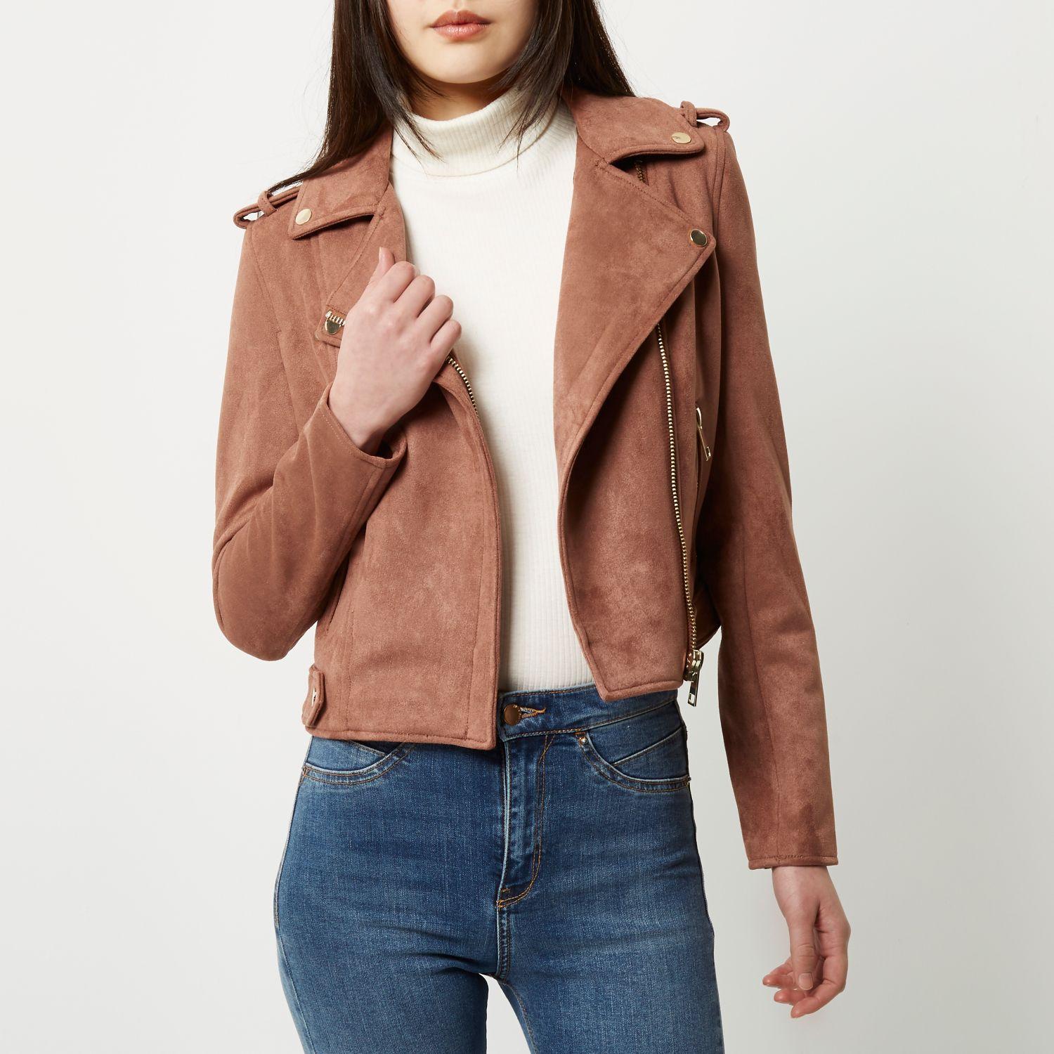 River Island Light Grey Faux Suede Scuba Biker Jacket C A Maintenance Grey Suede Biker Jacket Style Uk