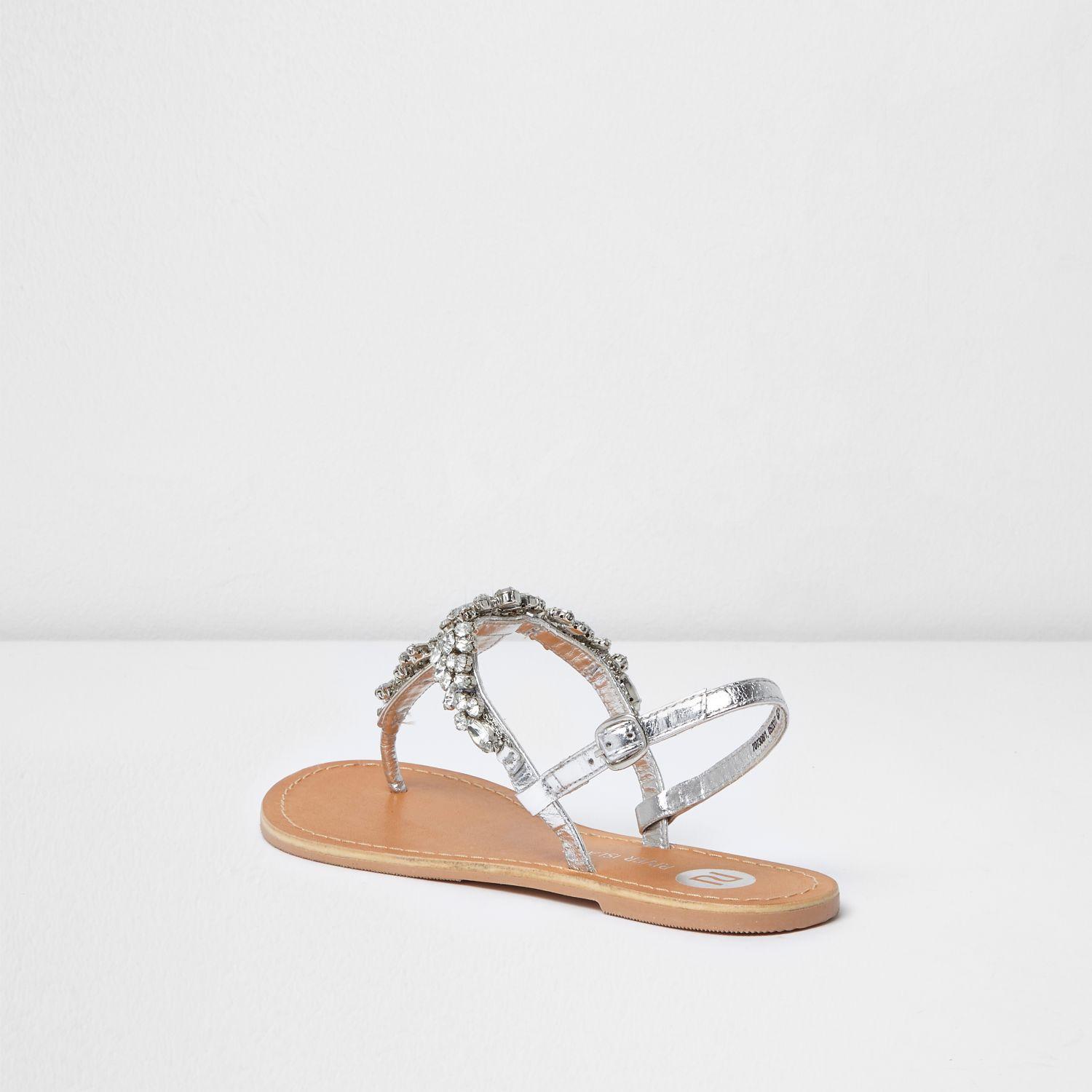Silver Diamante Sandals River Island Silver Diamante Sandals River Island