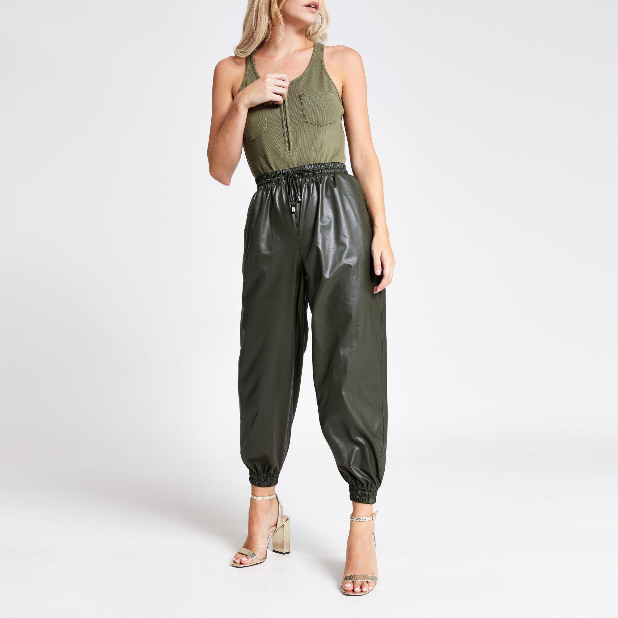 leather joggers petite