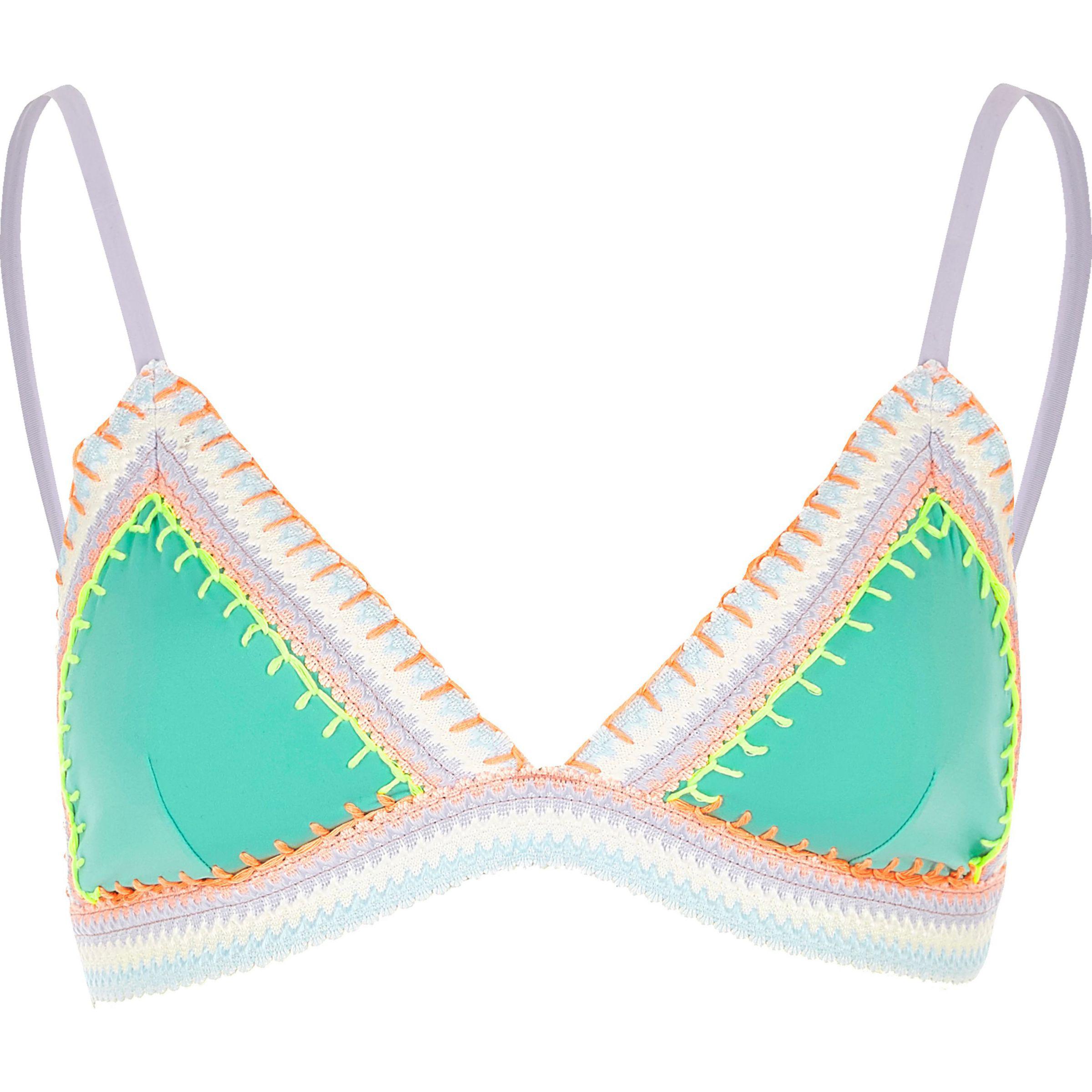 Lyst River Island Aqua Green Saddle Stitch Bikini Top in Green