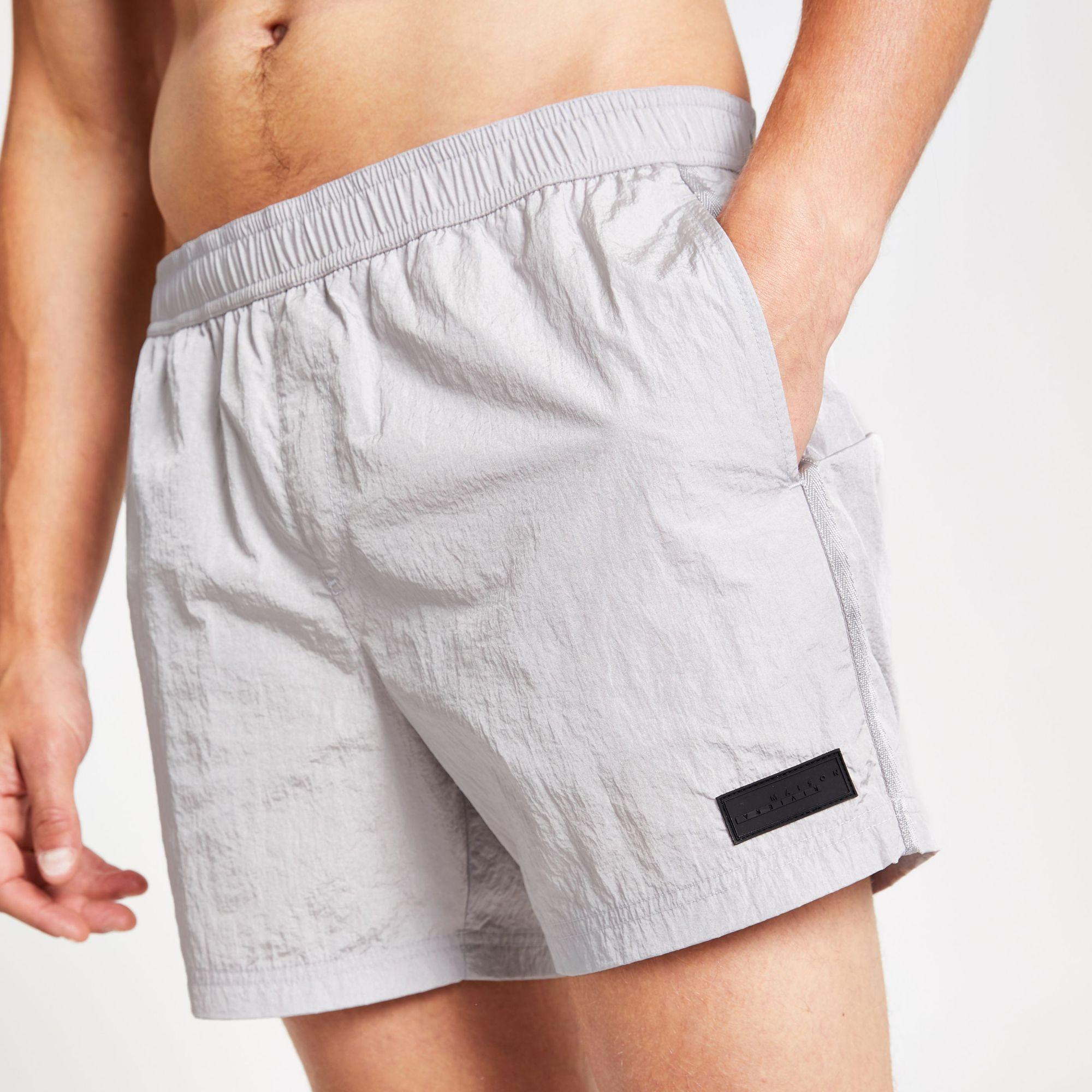 River Island Synthetic Maison Riviera Nylon Swim Shorts in Grey (Gray