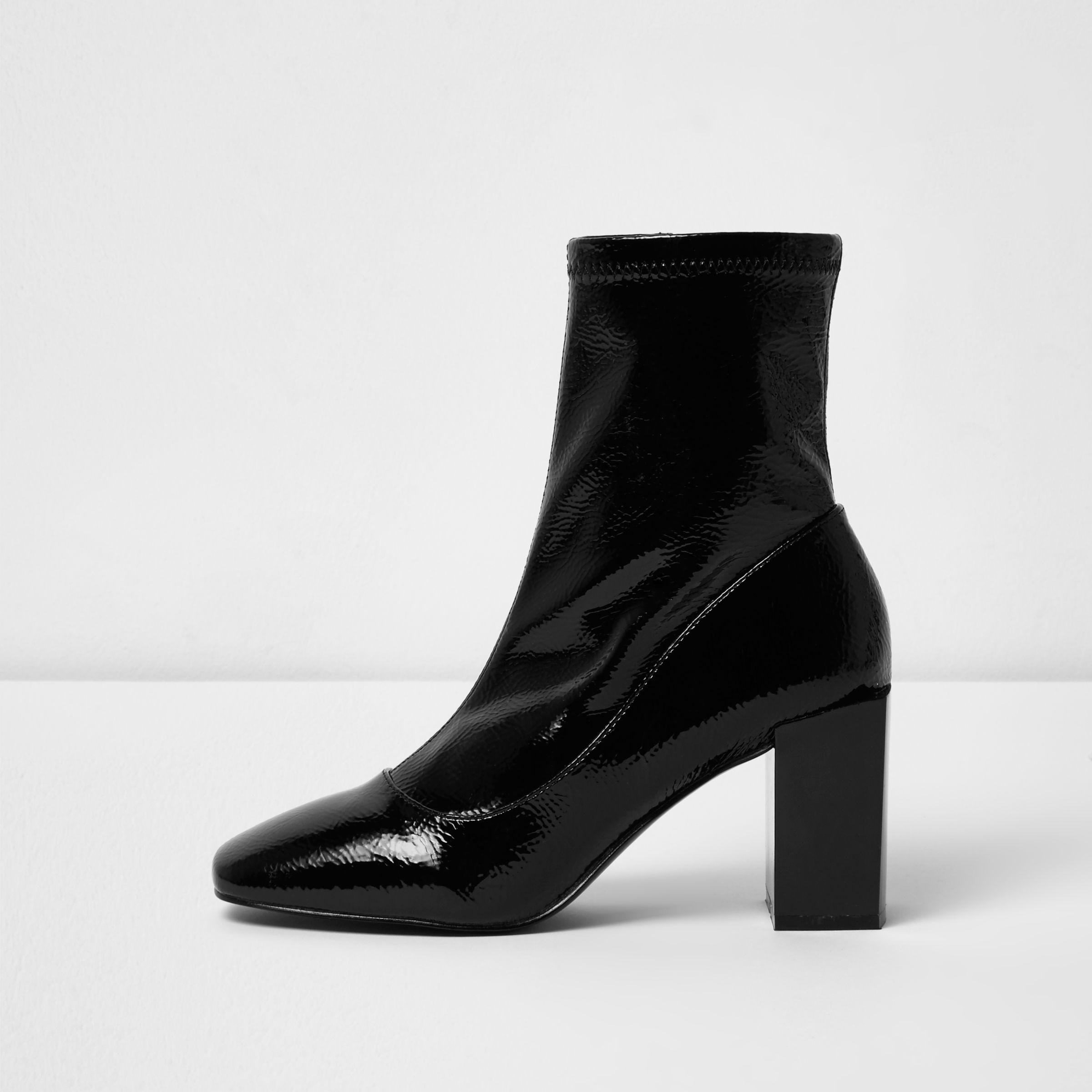 block heel sock boots peep toe