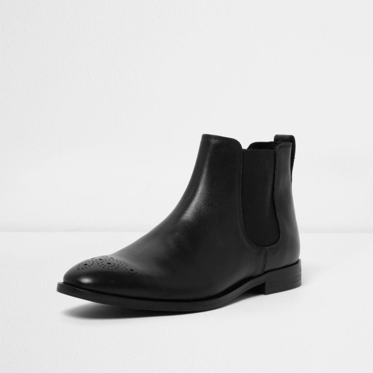 Lyst - River Island Black Leather Chelsea Boots in Black ...