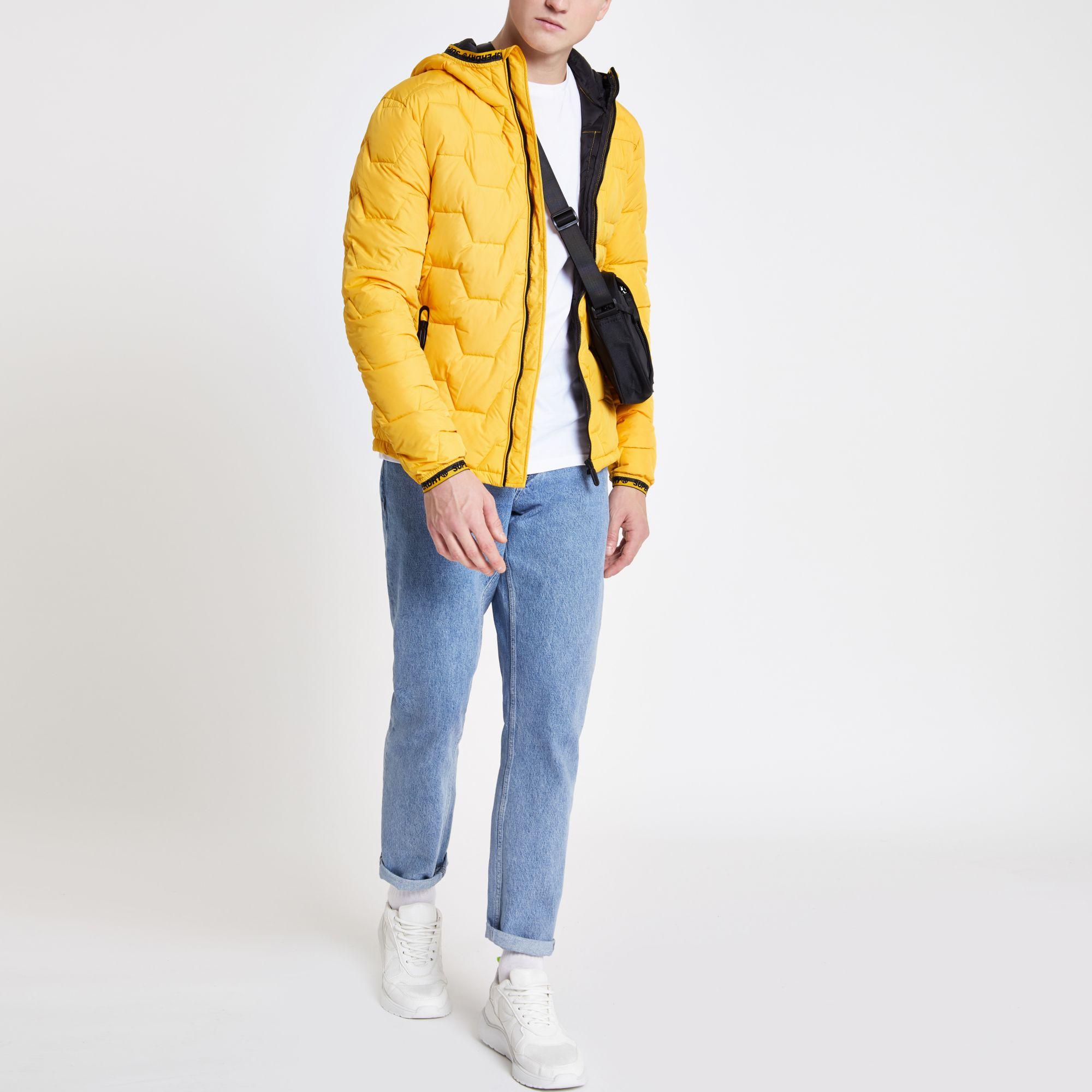 River Island Superdry Yellow Quilted Puffer Jacket for Men - Lyst