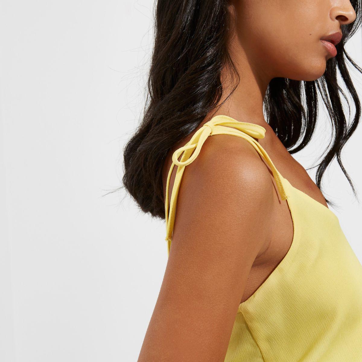 Lyst - River Island Yellow Bow Cami Top in Yellow