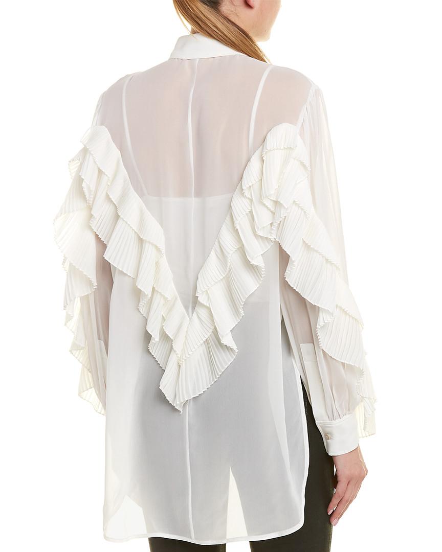 Lyst - Givenchy Pleated Silk-blend Blouse in White