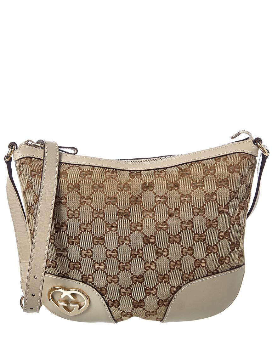 Lyst - Gucci Brown GG Canvas & White Leather Lovely Messenger Bag