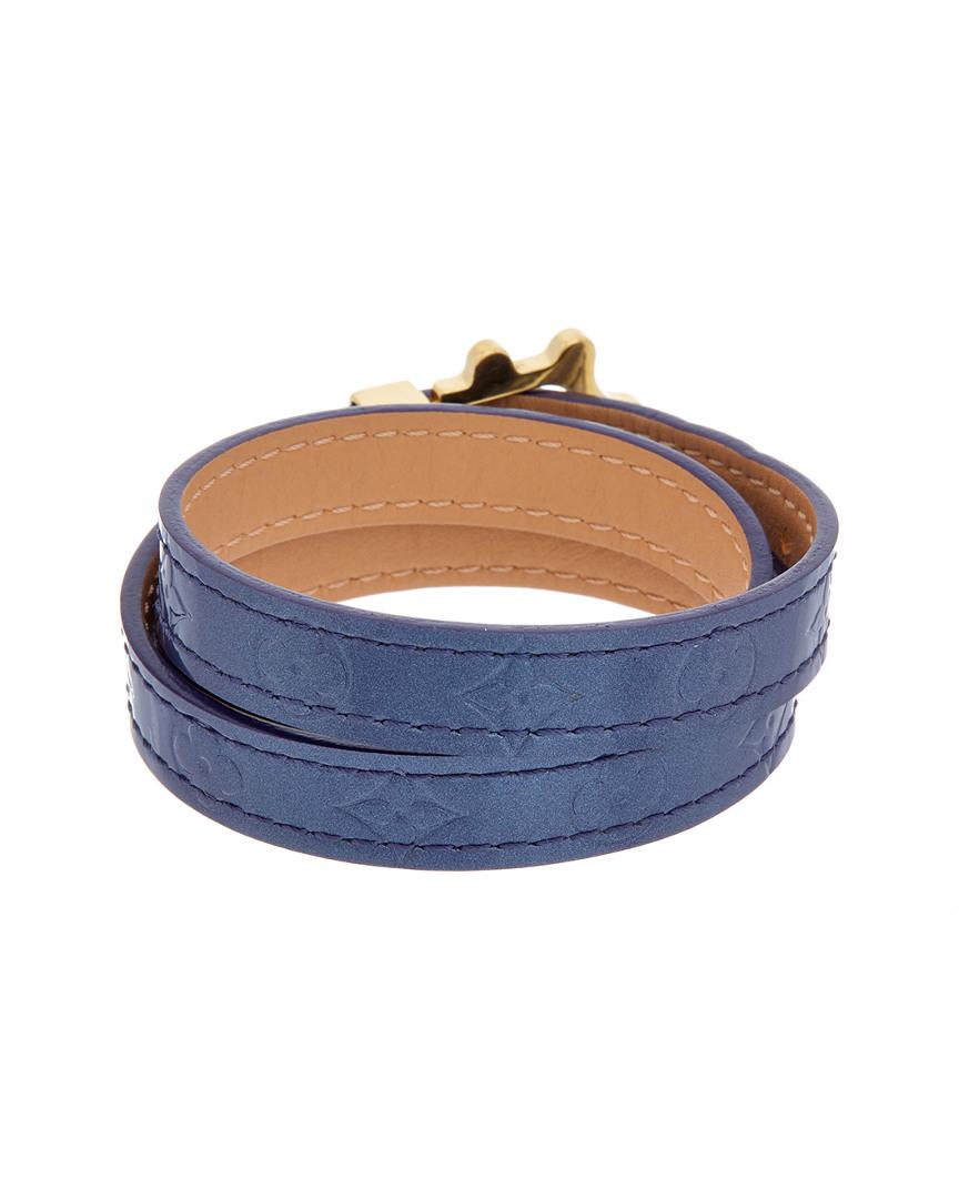 Louis Vuitton Navy Monogram Vernis Leather Triple Tour Bracelet in Blue - Lyst