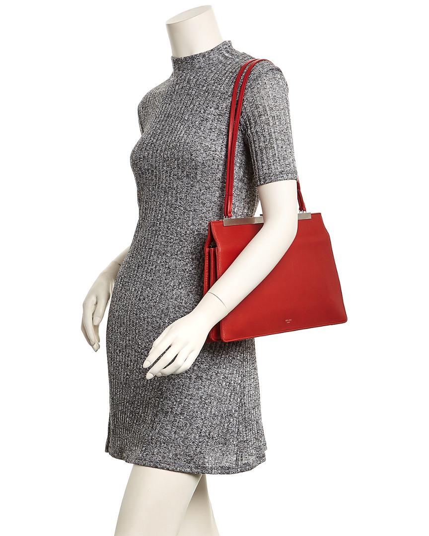 Lyst - Céline Céline Soft Medium Clasp Leather Shoulder Bag in Red