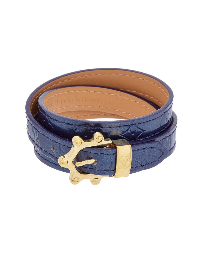 Louis Vuitton Navy Monogram Vernis Leather Triple Tour Bracelet in Blue - Lyst