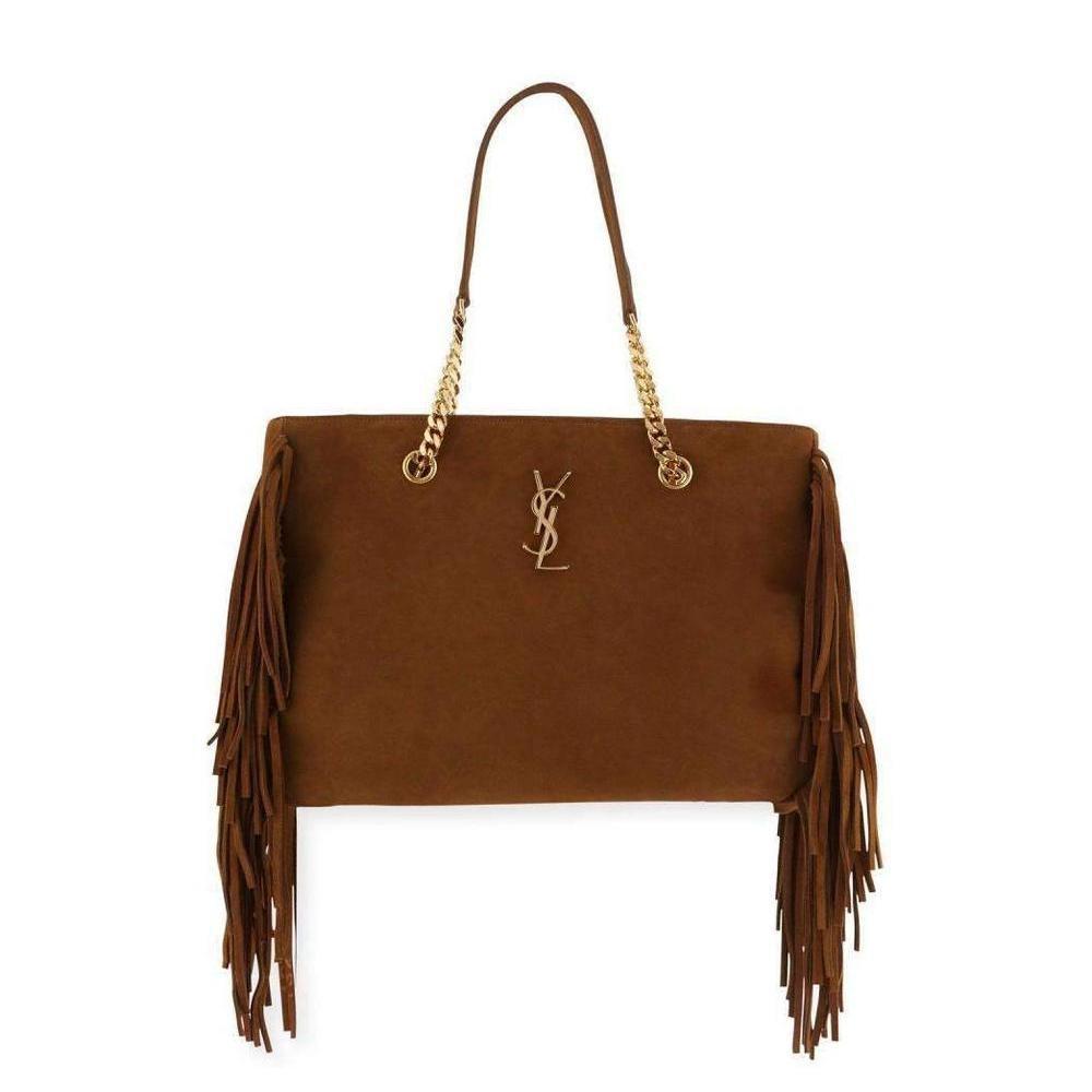 Lyst Saint Lau Ysl Large Monogram Suede Fringe Tote Per Saint Lau Women S Brown Ysl Large Monogram Suede Fringe Tote Per Bag