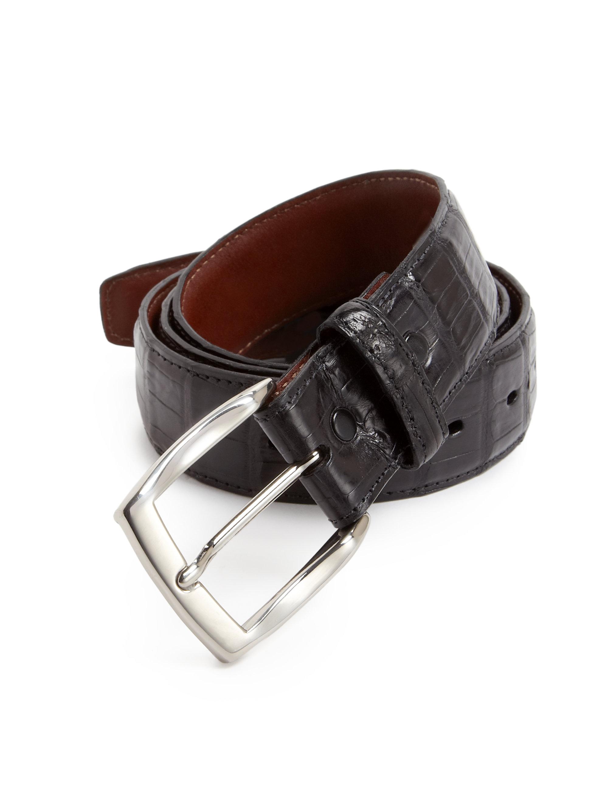 Lyst - Saks Fifth Avenue Caiman Crocodile Belt in Black for Men