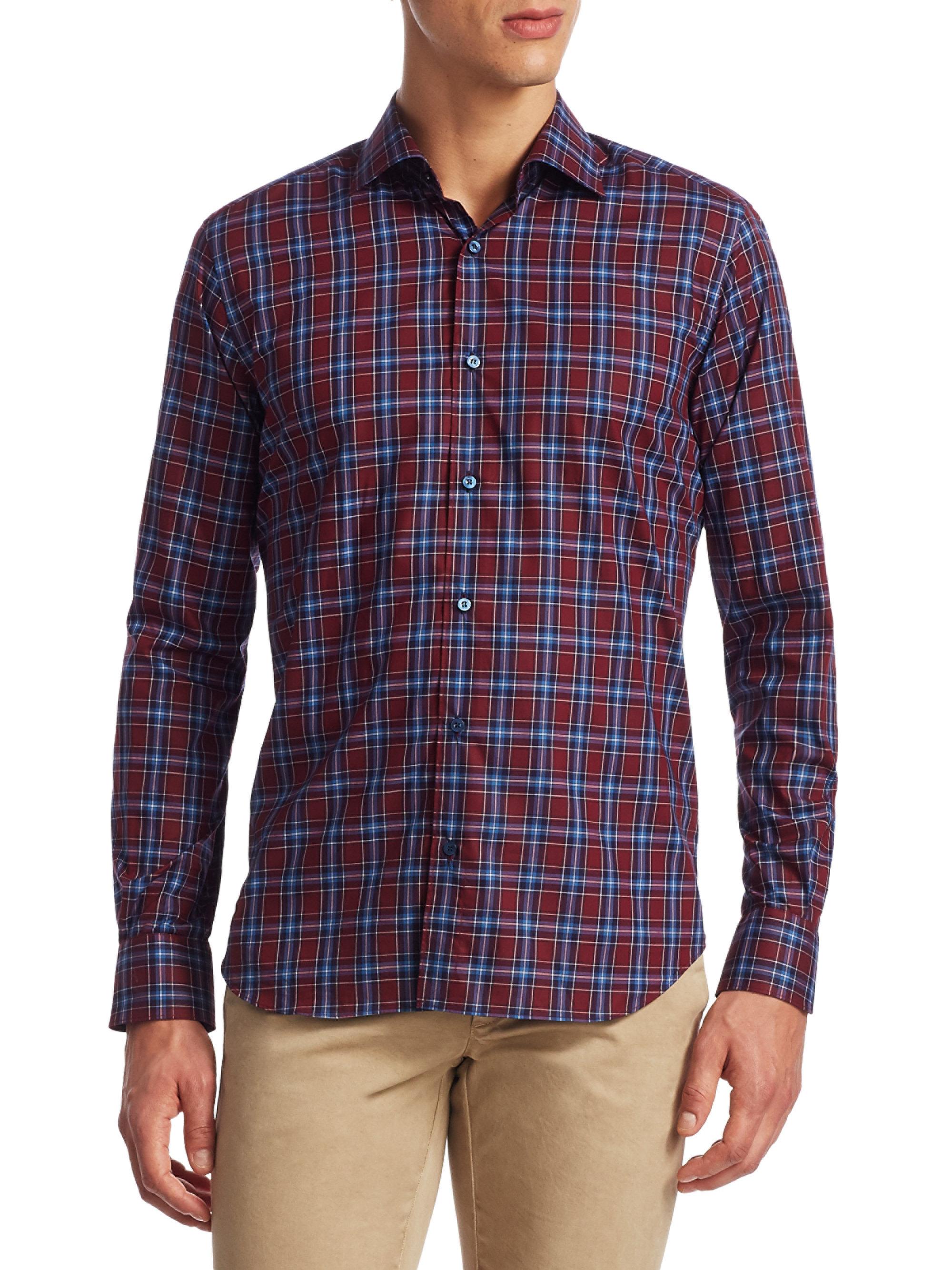 Lyst - Saks Fifth Avenue Collection Plaid Cotton Button-down Shirt in ...