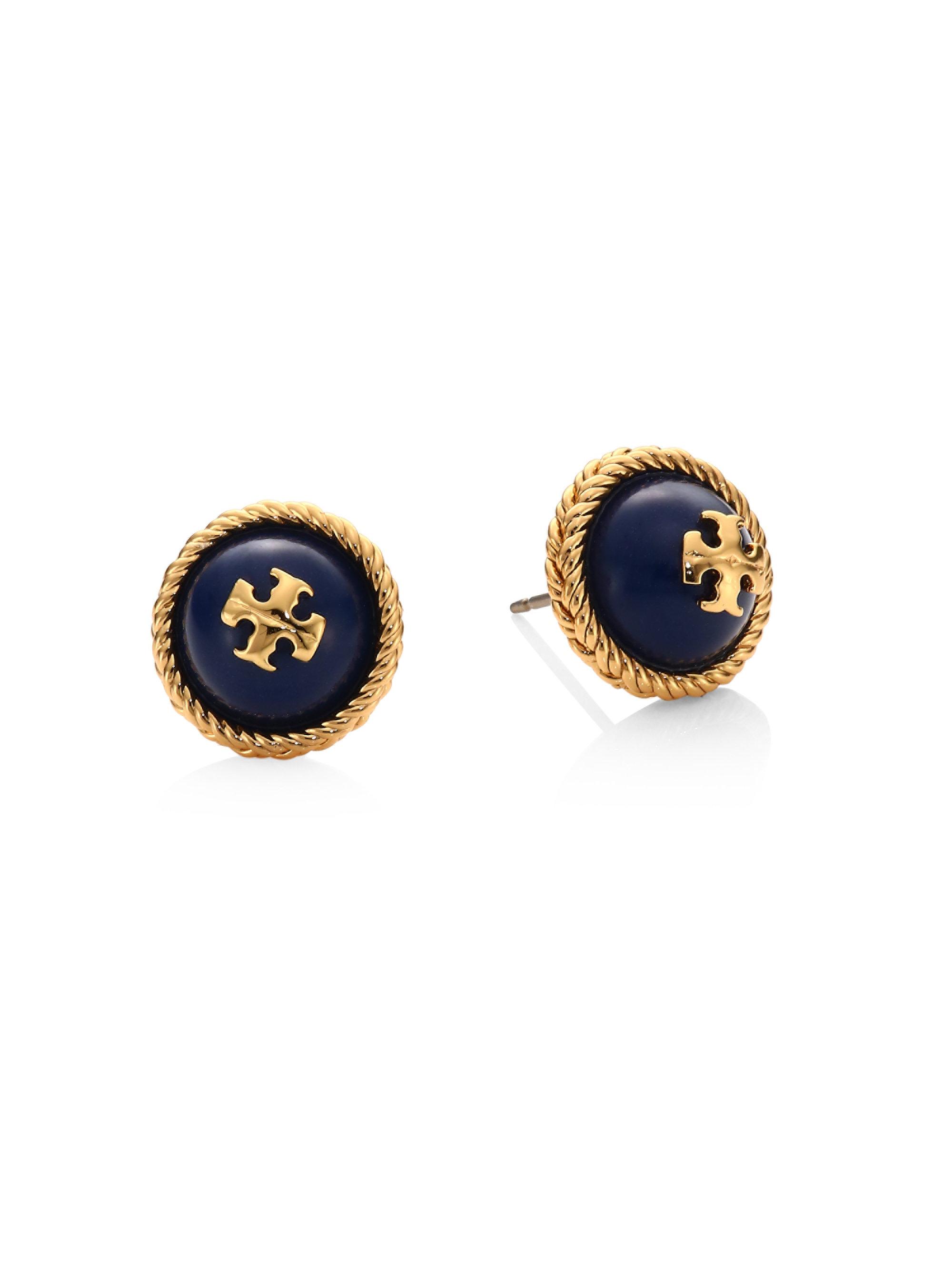 Lyst Tory Burch Rope Faux Pearl Stud Earrings In Blue Gallery