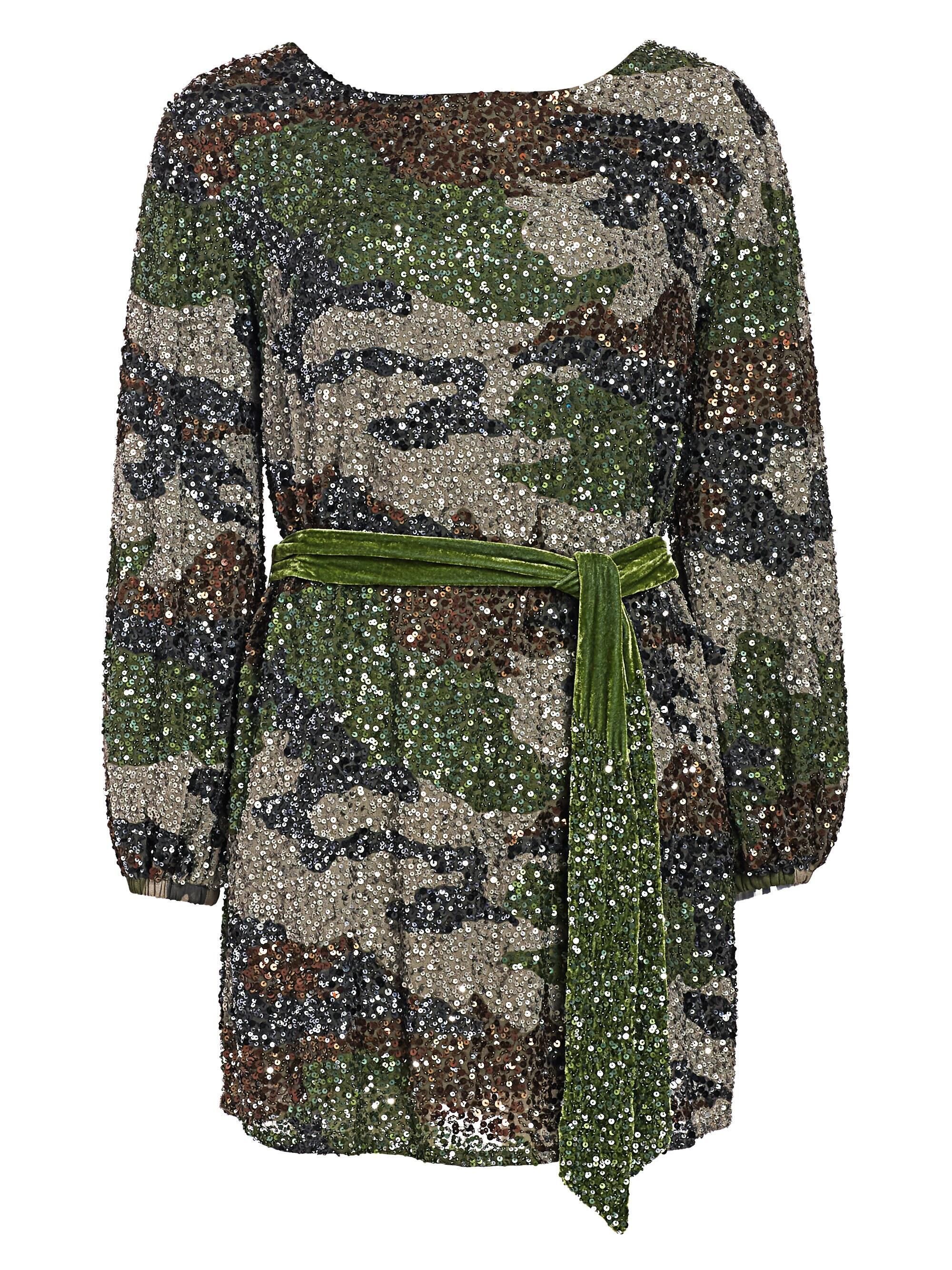 Retroféte Velvet Grace Sequin Camo Mini Dress In Green Lyst