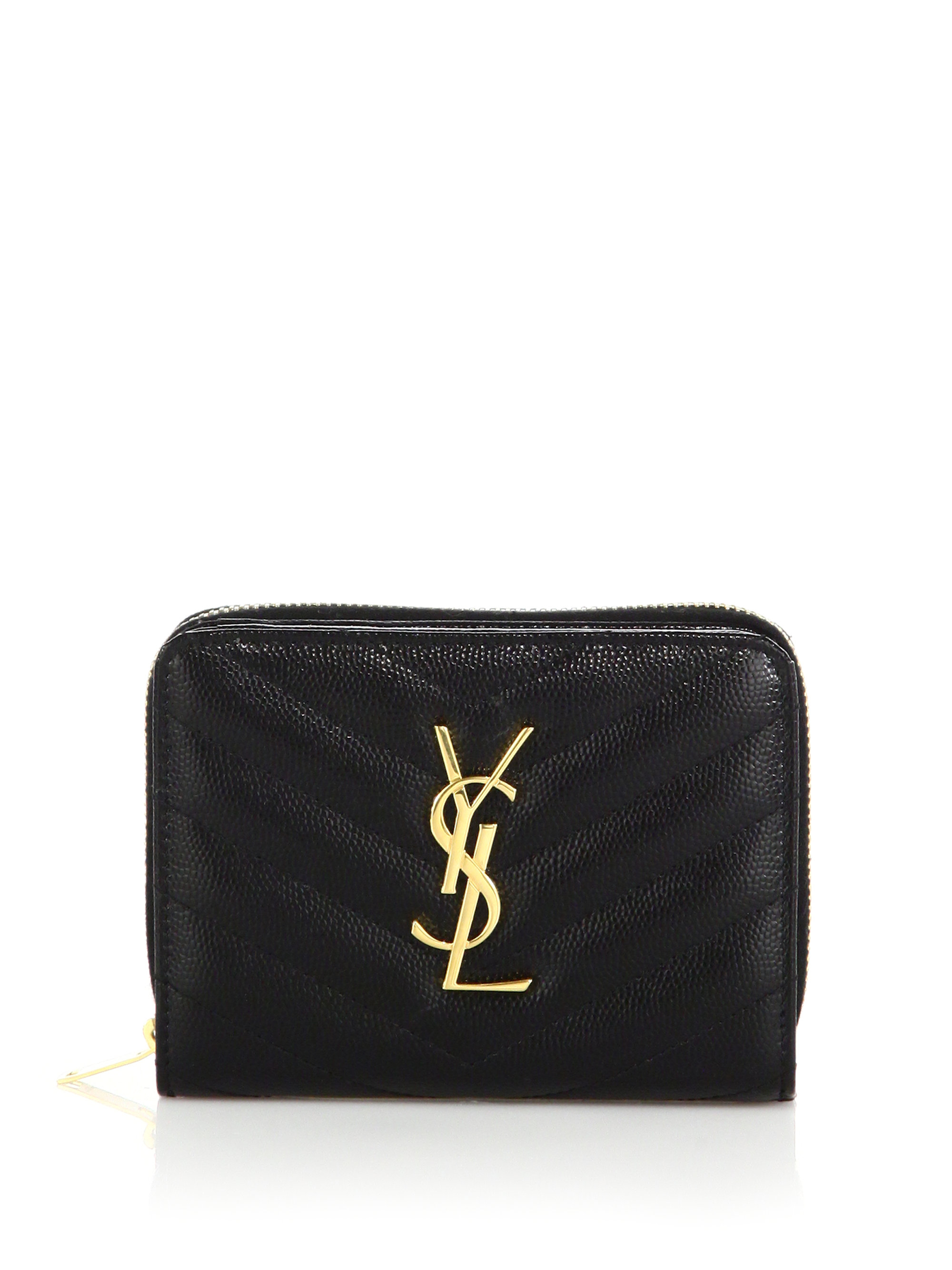 Saint laurent 'large Monogram' Quilted Leather Wallet On A Chain in