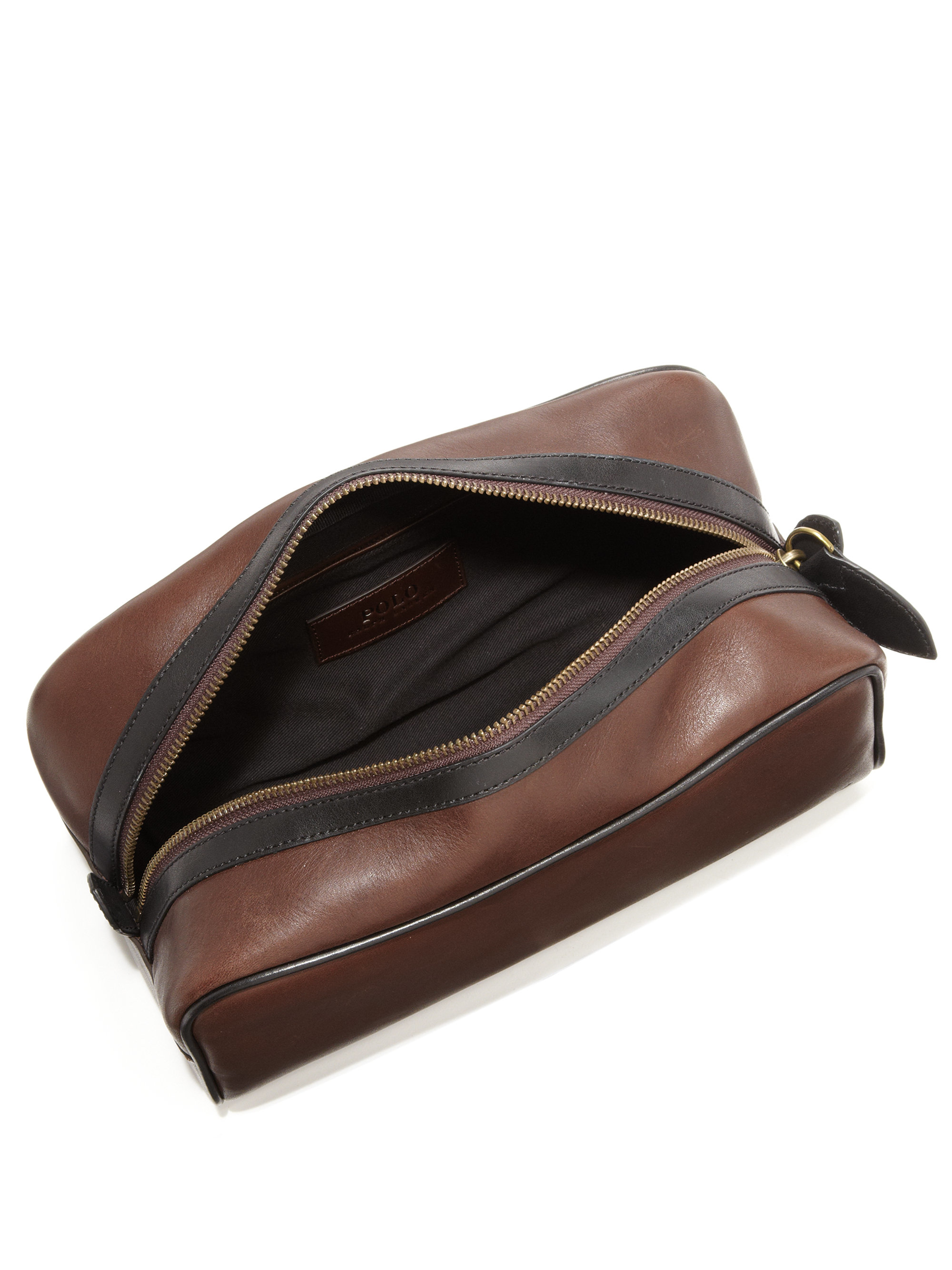 Polo ralph lauren Leather Toiletry Case in Brown for Men | Lyst