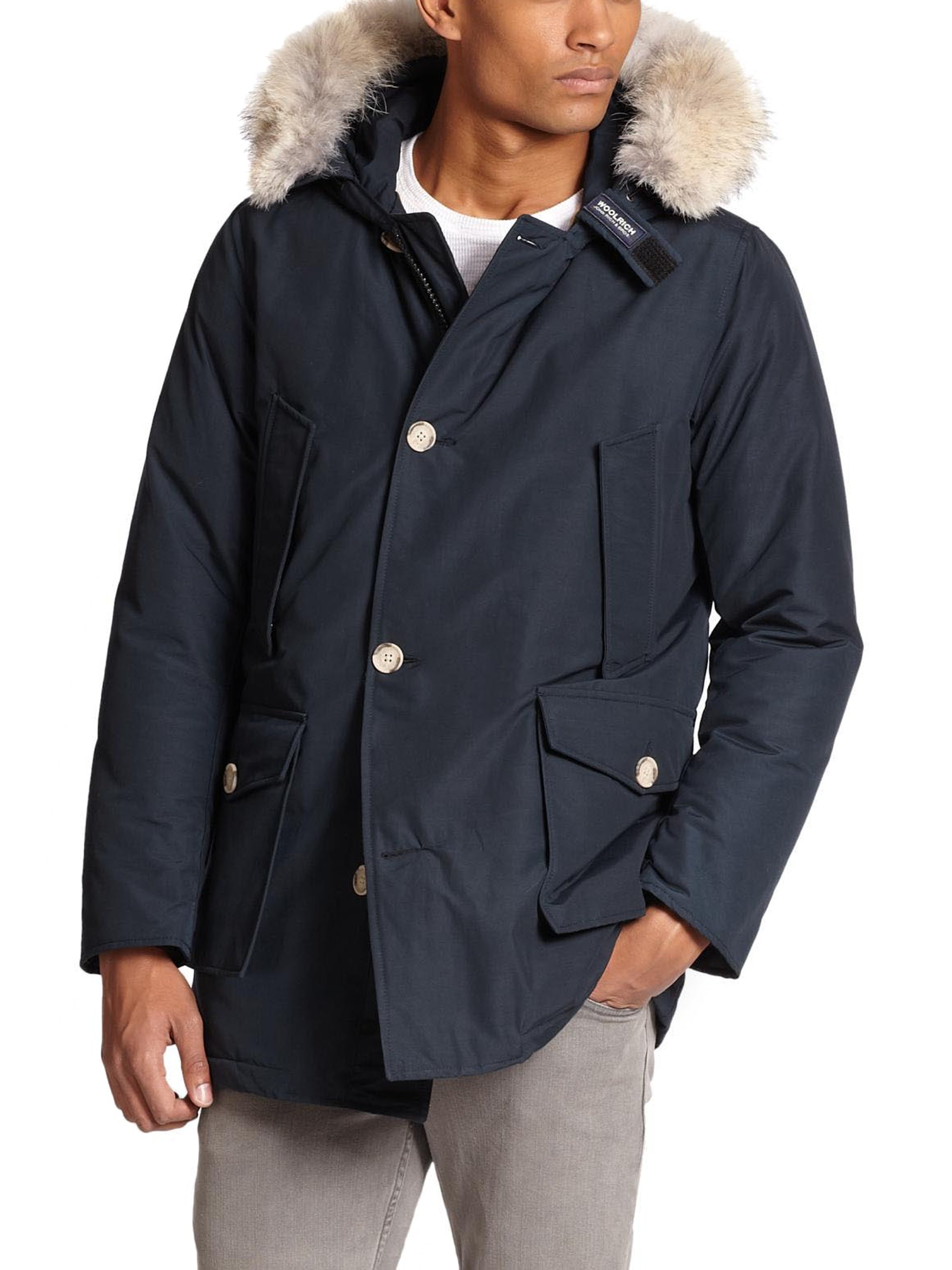 Woolrich Fur-trimmed Arctic Parka in Blue for Men | Lyst