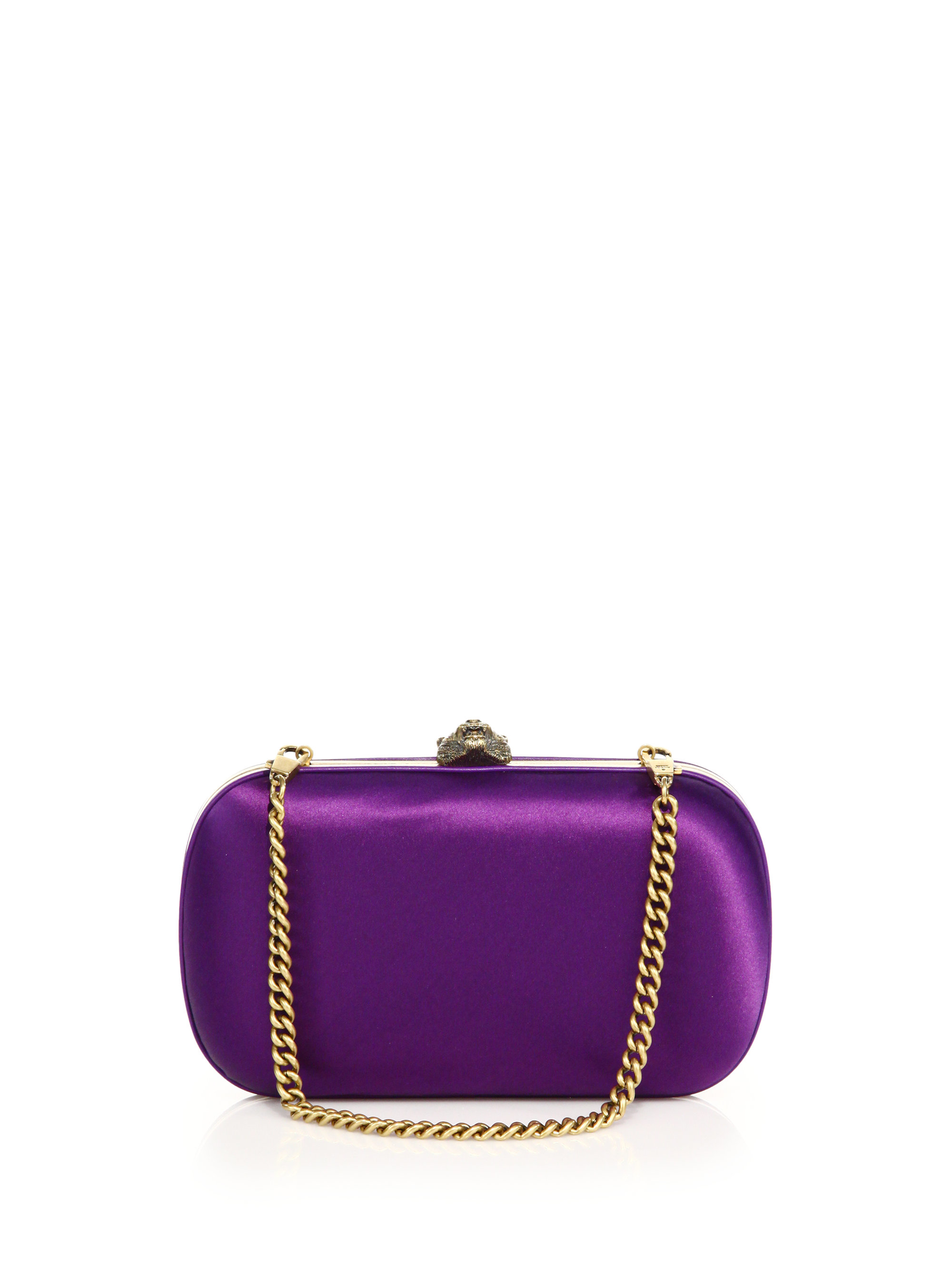 Gucci Broadway Satin Clutch Bag in Purple | Lyst