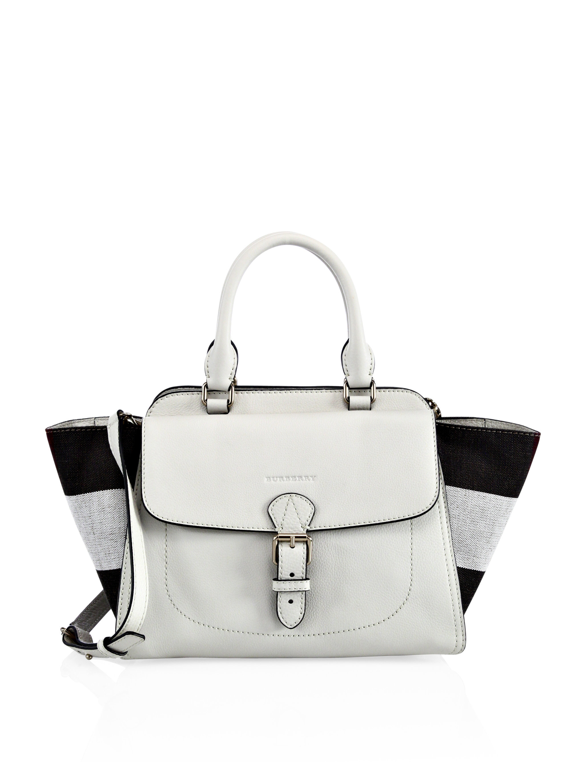 Lyst Burberry Leather Medium Shoulder Bag in White