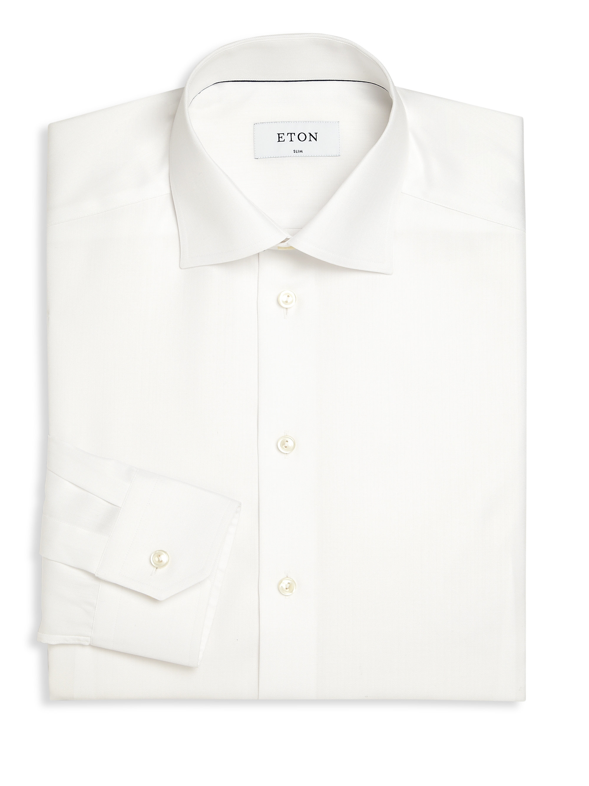 Eton of sweden Herringbone  Patterned Dress  Shirt  in White  