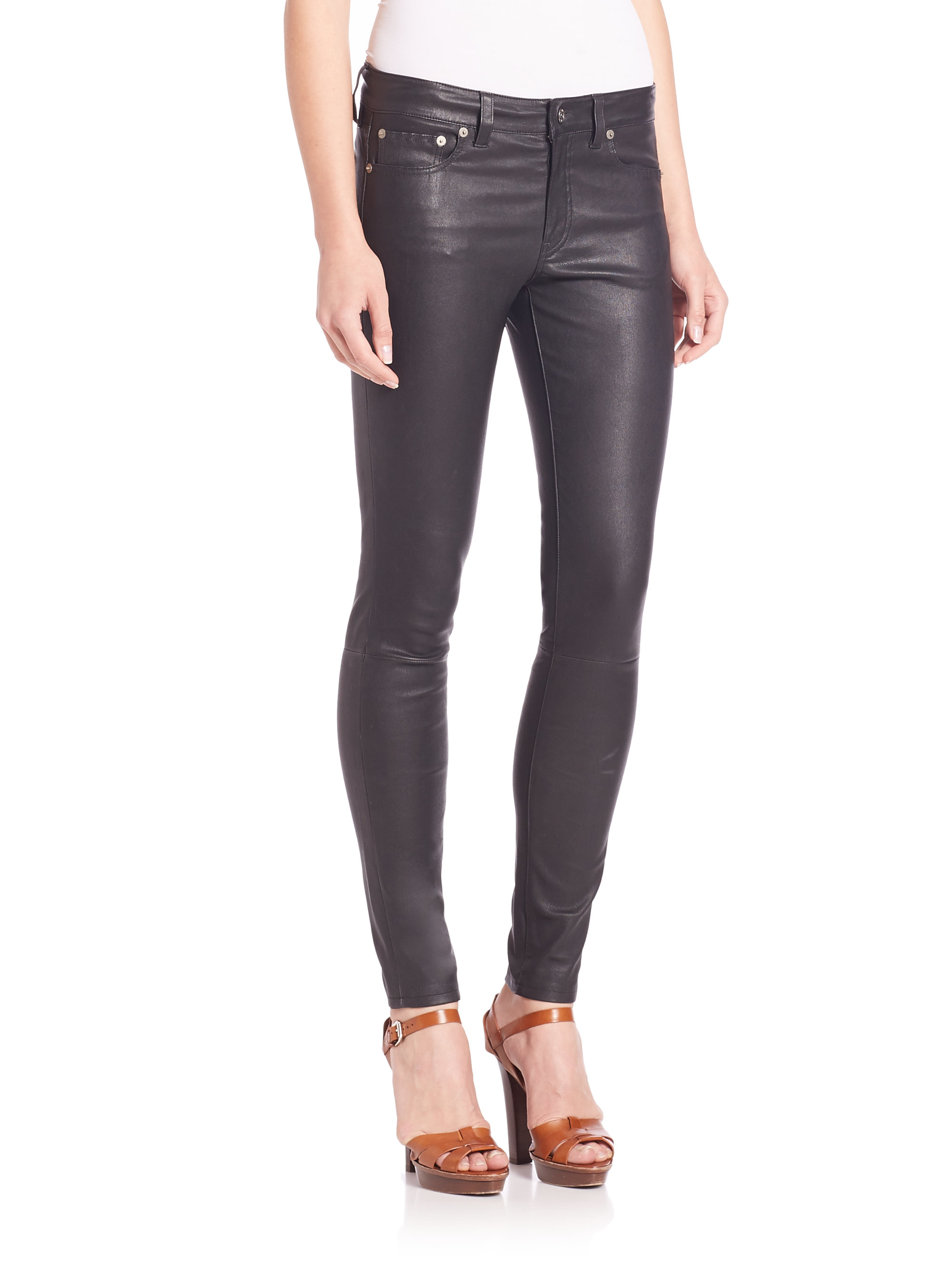 Lyst - Polo Ralph Lauren Stretch-leather Skinny Pants in Black