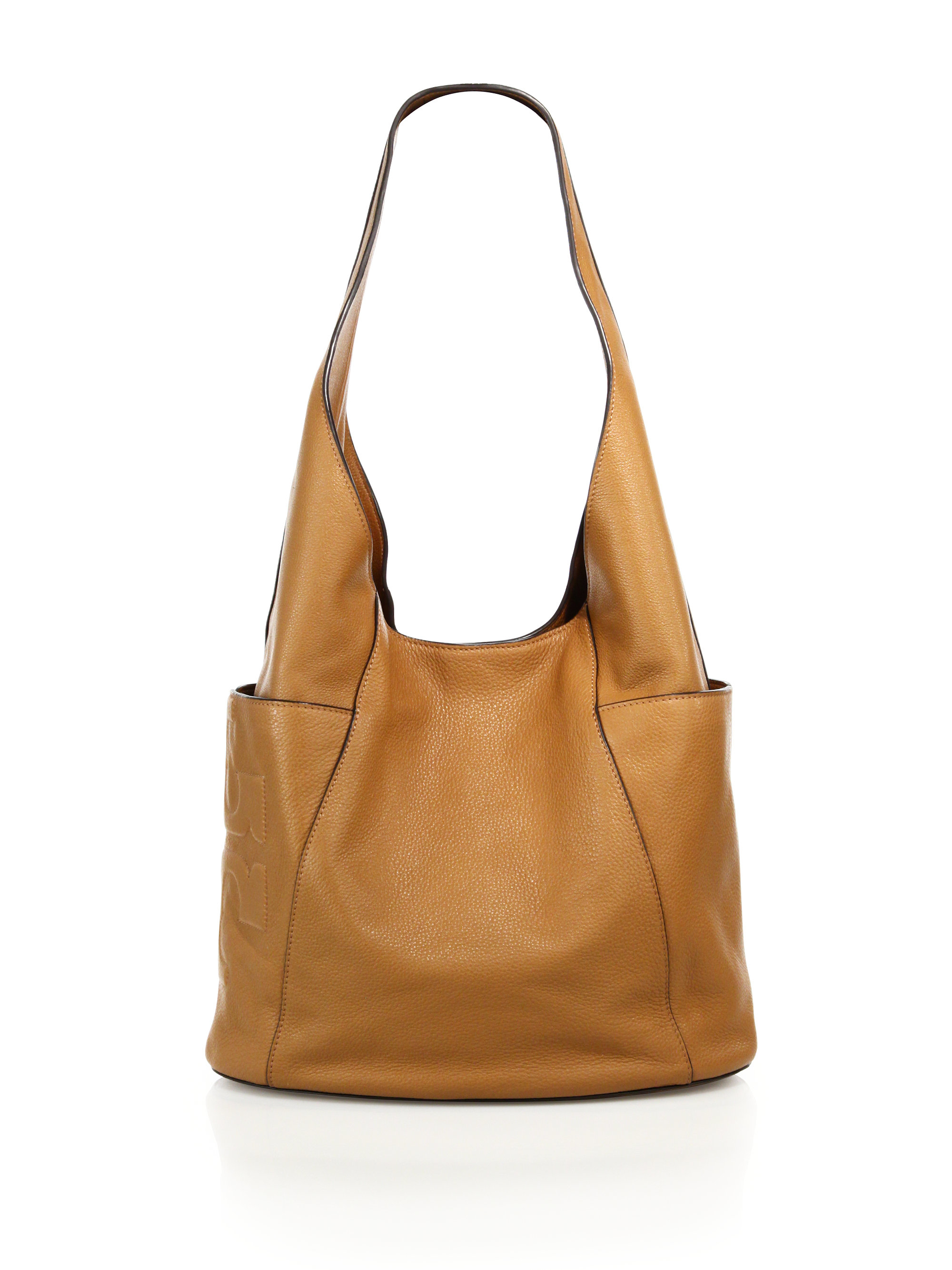 Tory burch Bombe-t Leather Hobo in Brown | Lyst