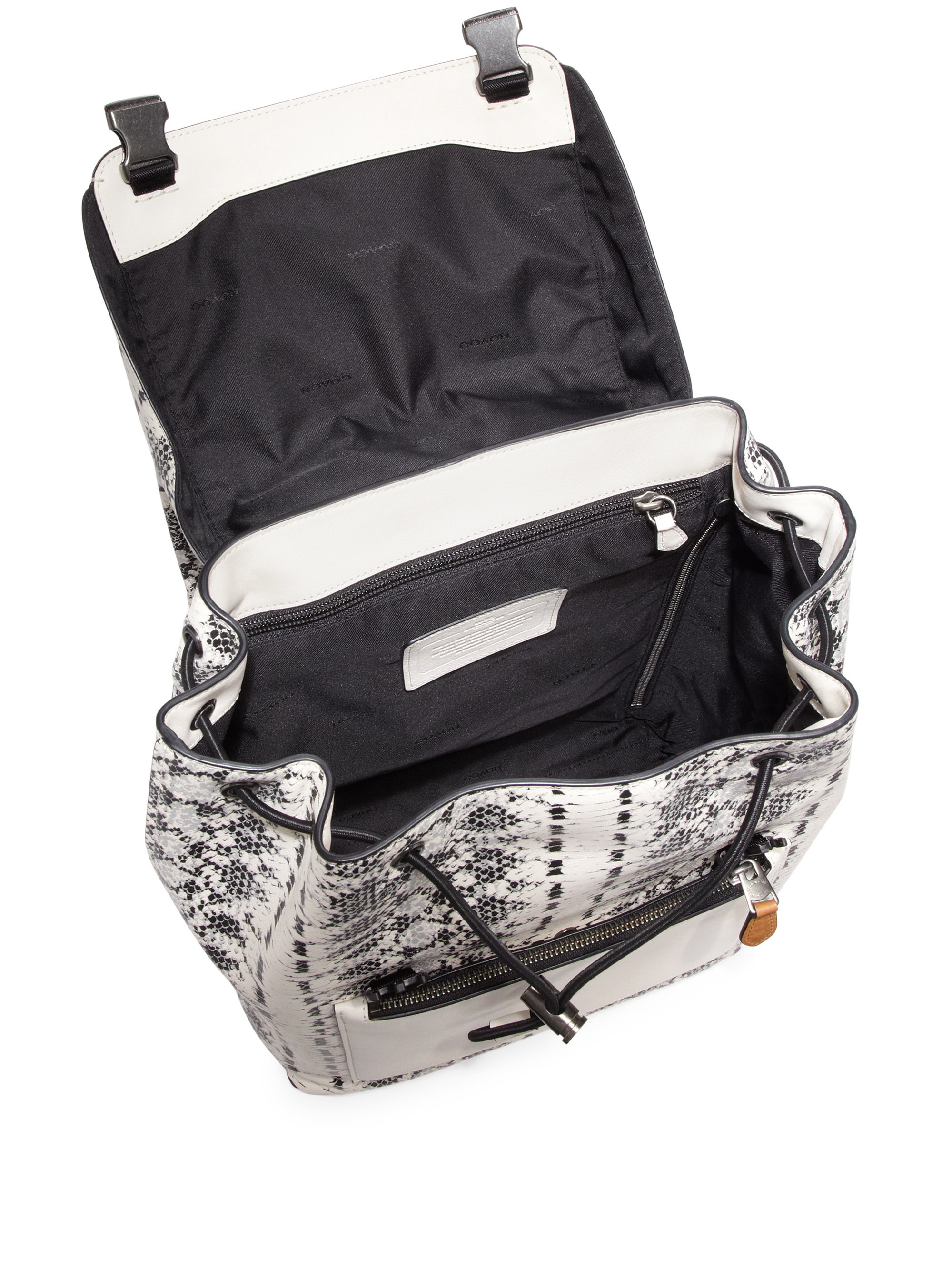 Coach Snake Print Embossed Backpack in Black for Men Lyst