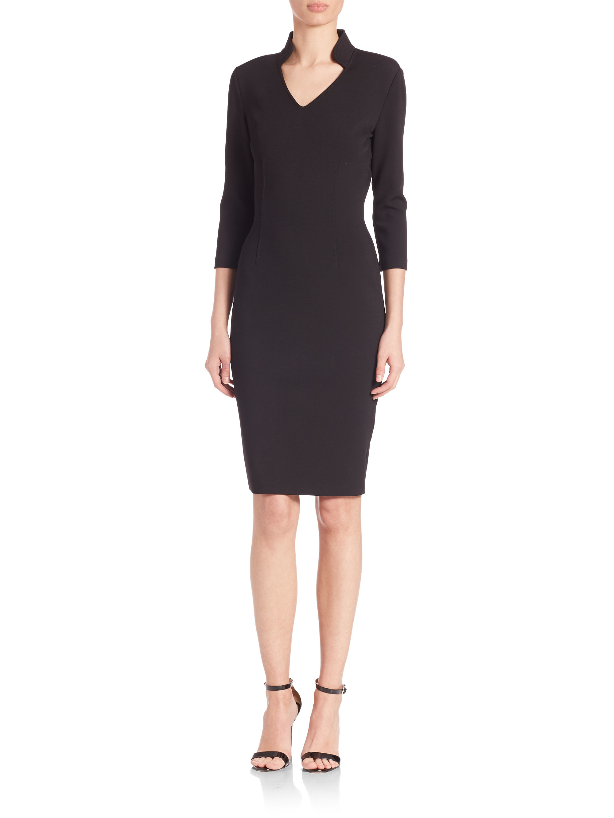 Lyst - St. John Mandarin Collar Dress