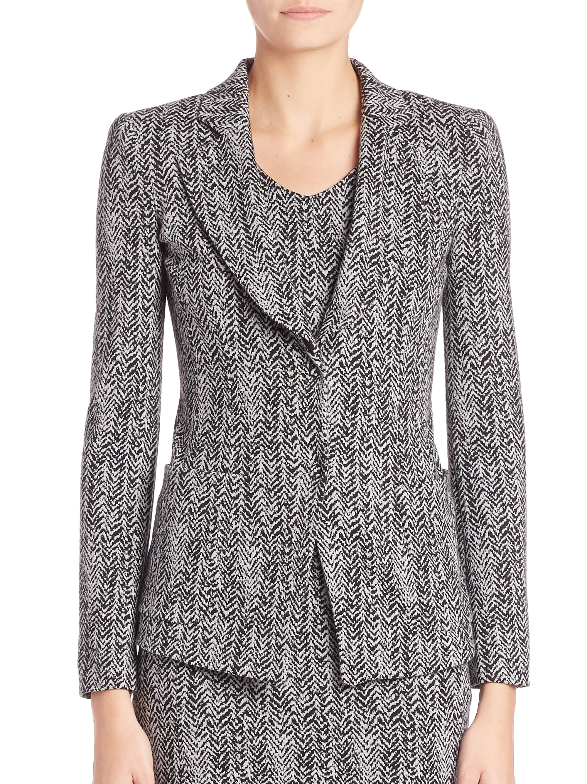 Lyst - Armani Herringbone Print Blazer in Gray