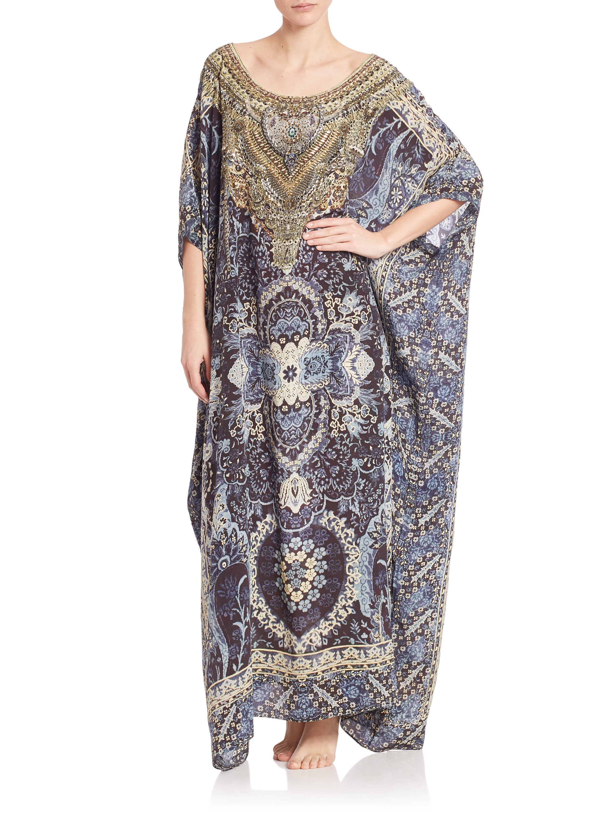 Lyst - Camilla Printed Silk Caftan