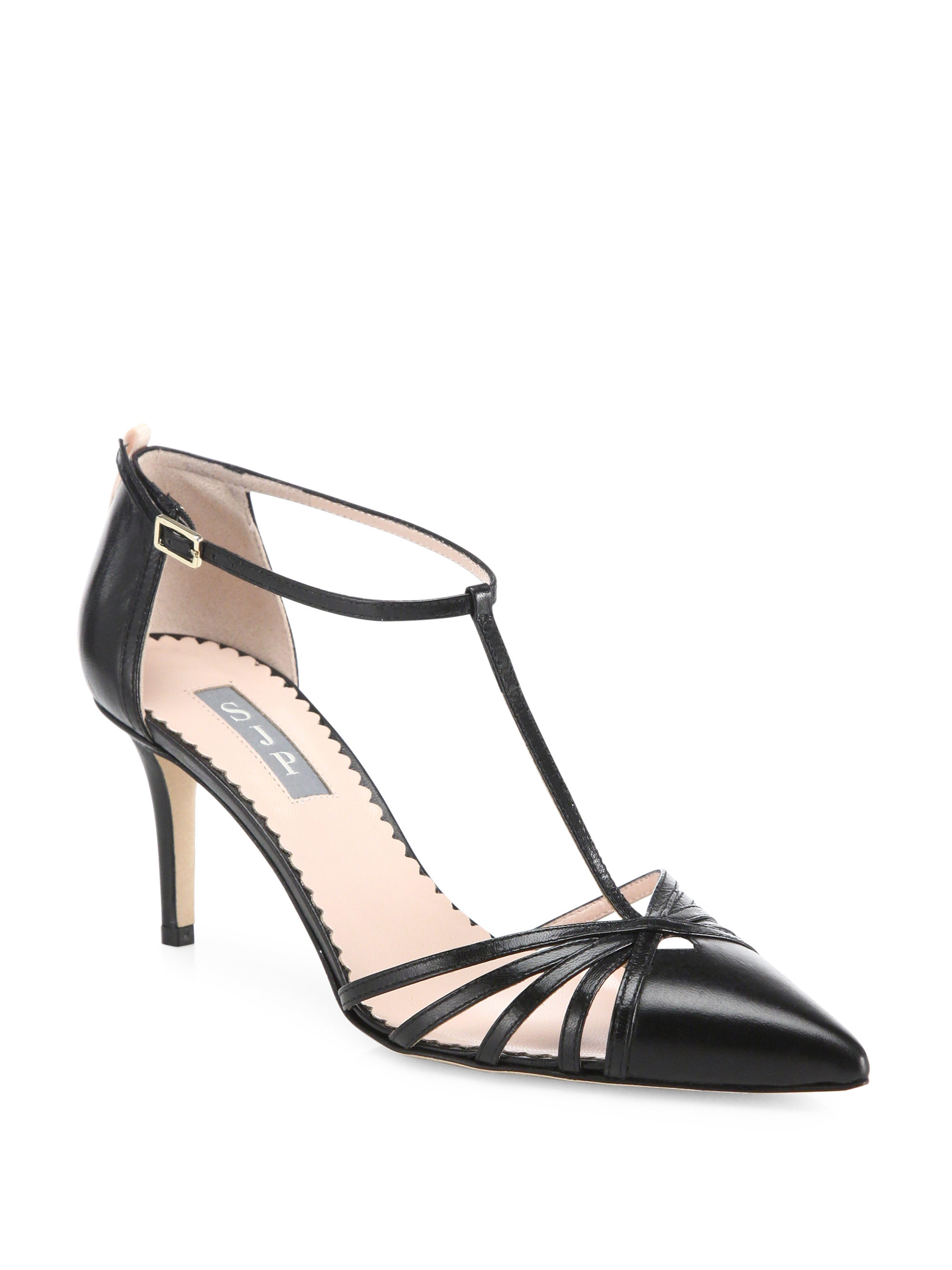 Sjp by sarah jessica parker Carrie T-strap Leather Pumps in Black | Lyst