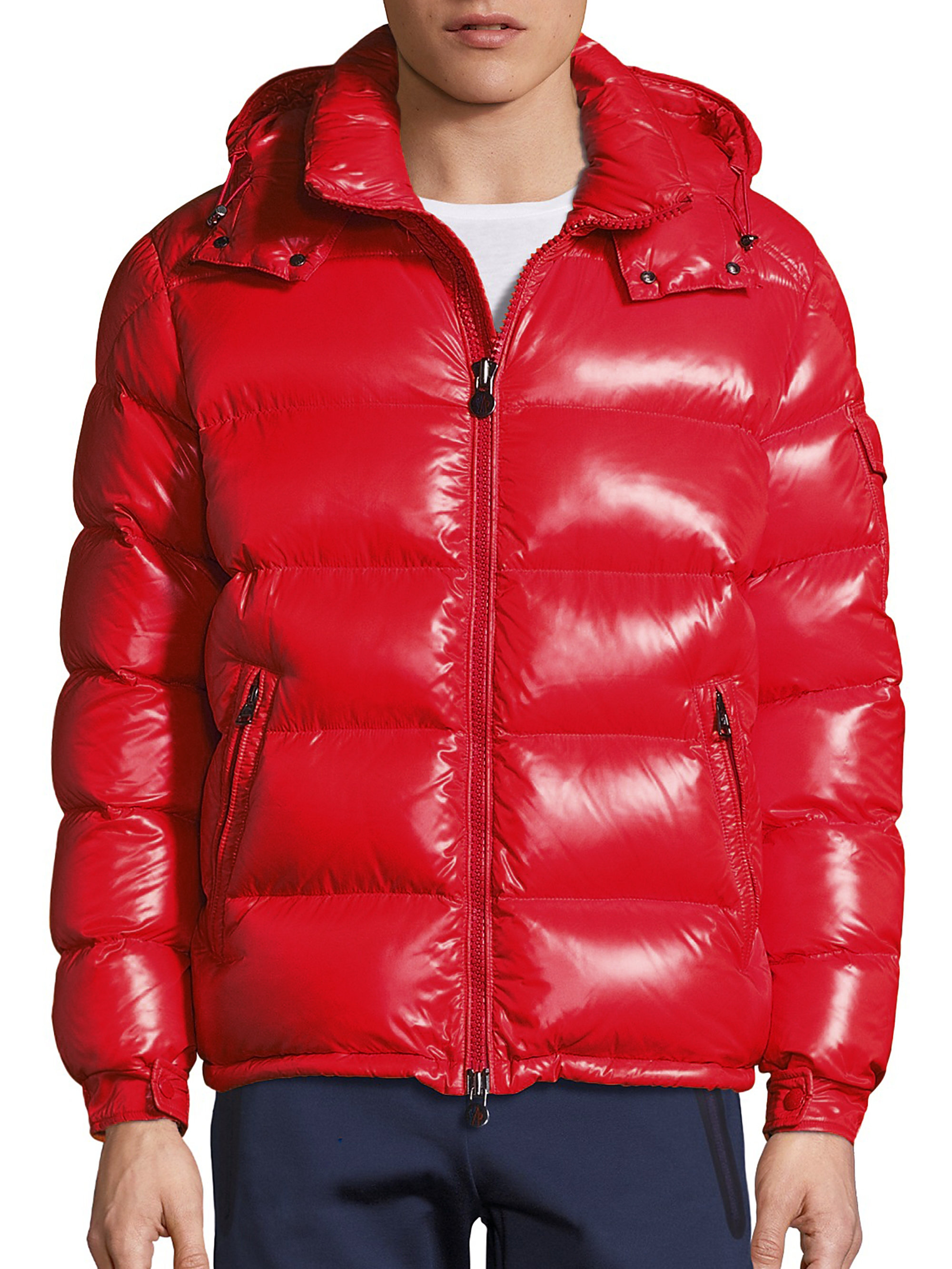 Moncler Maya Shiny Puffer Jacket in Red for Men | Lyst