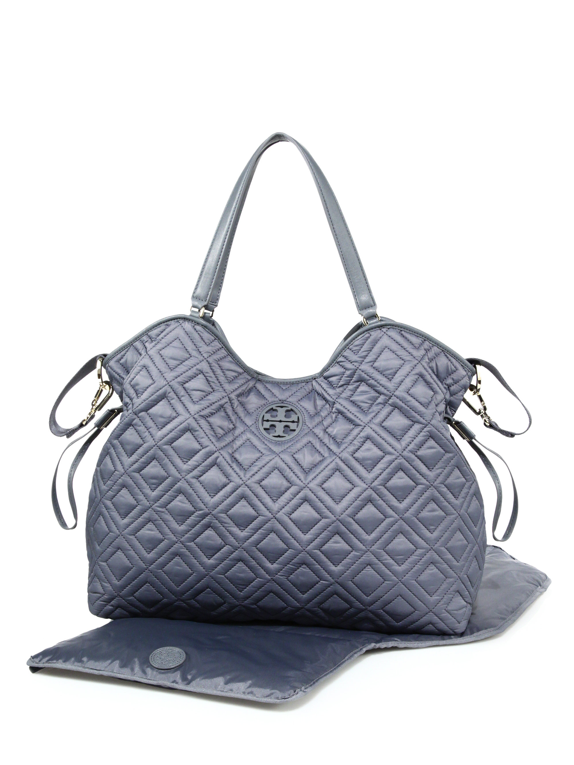 Lyst Tory Burch Marion Quilted Nylon Baby Bag In Gray Gallery