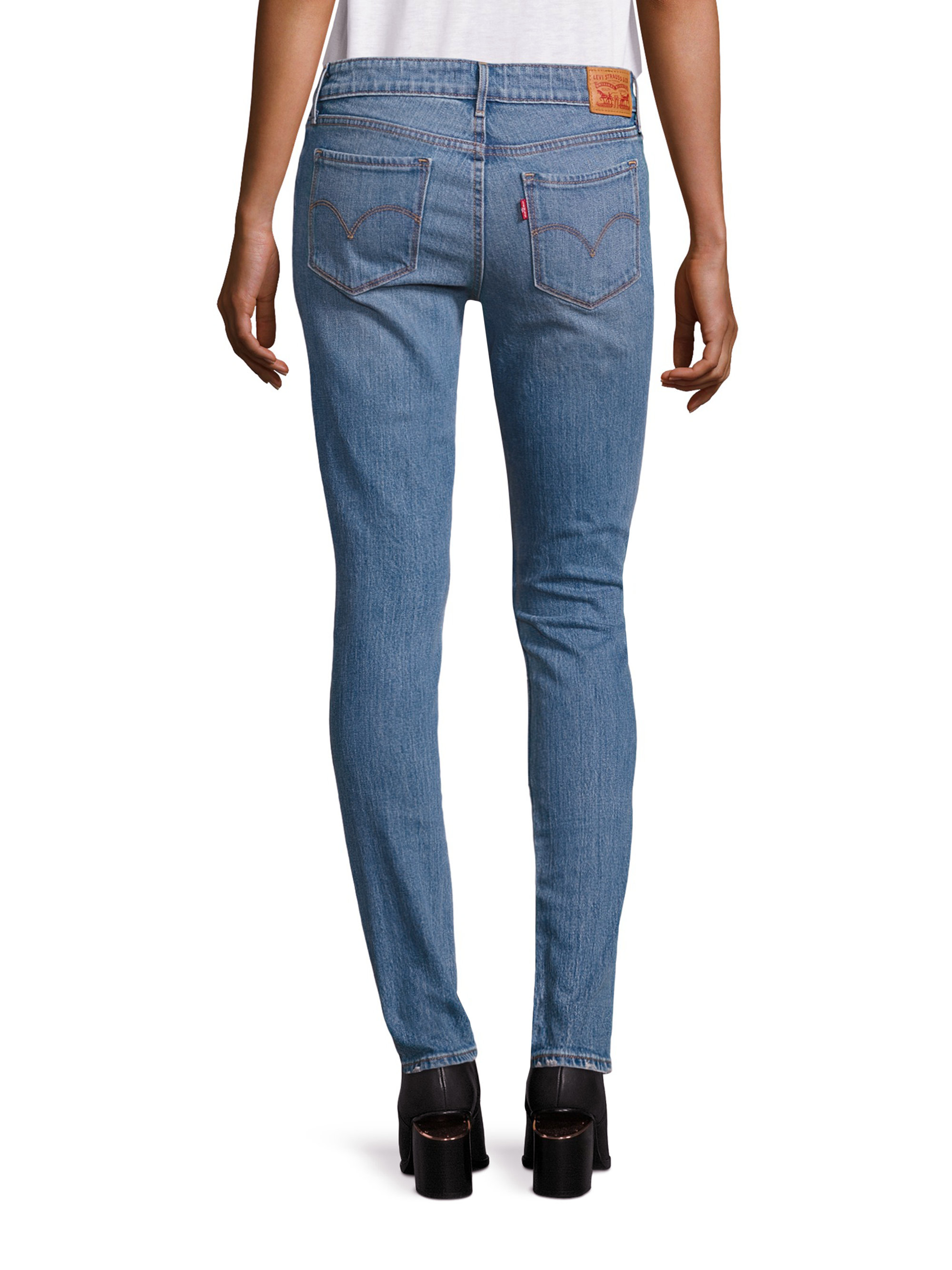 Lyst - Levi'S 711 Distressed Mid-rise Skinny Jeans in Blue