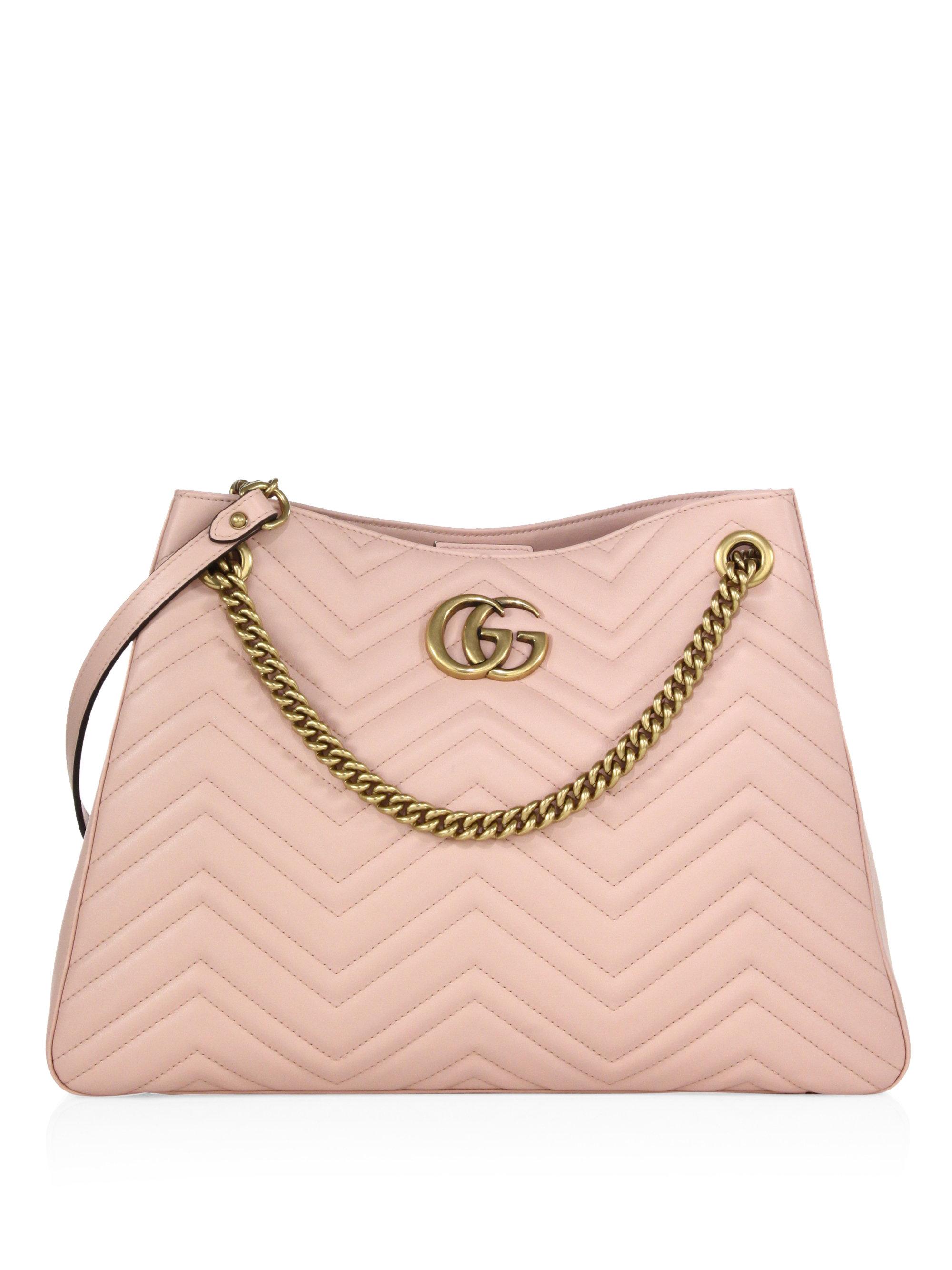 Gucci Gg Marmont Matelasse Leather Shoulder Bag in Pink | Lyst