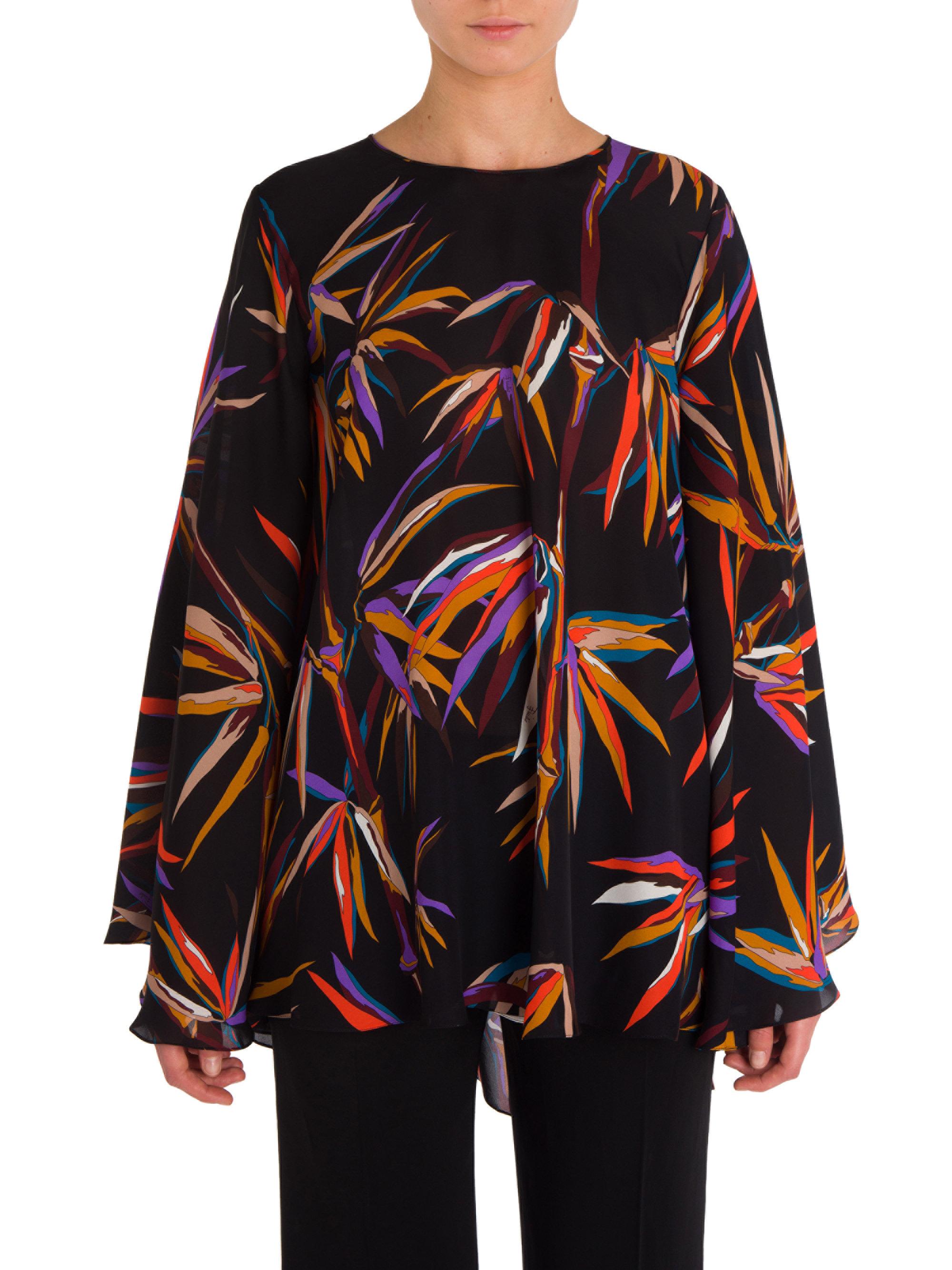 Lyst - Emilio Pucci Silk Cape Blouse in Black