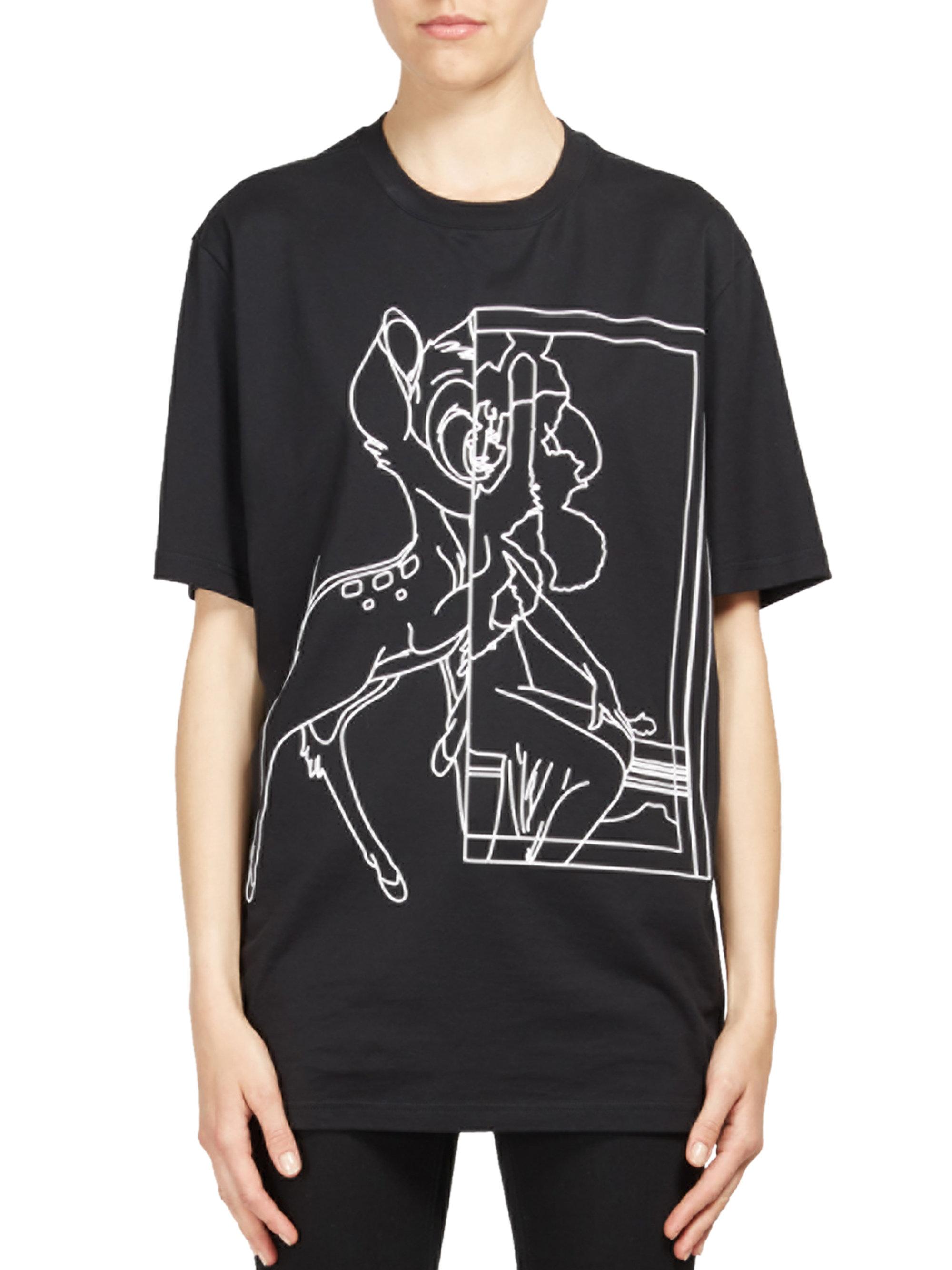 Lyst - Givenchy Bambi Outline Printed Cotton Tee in Black for Men