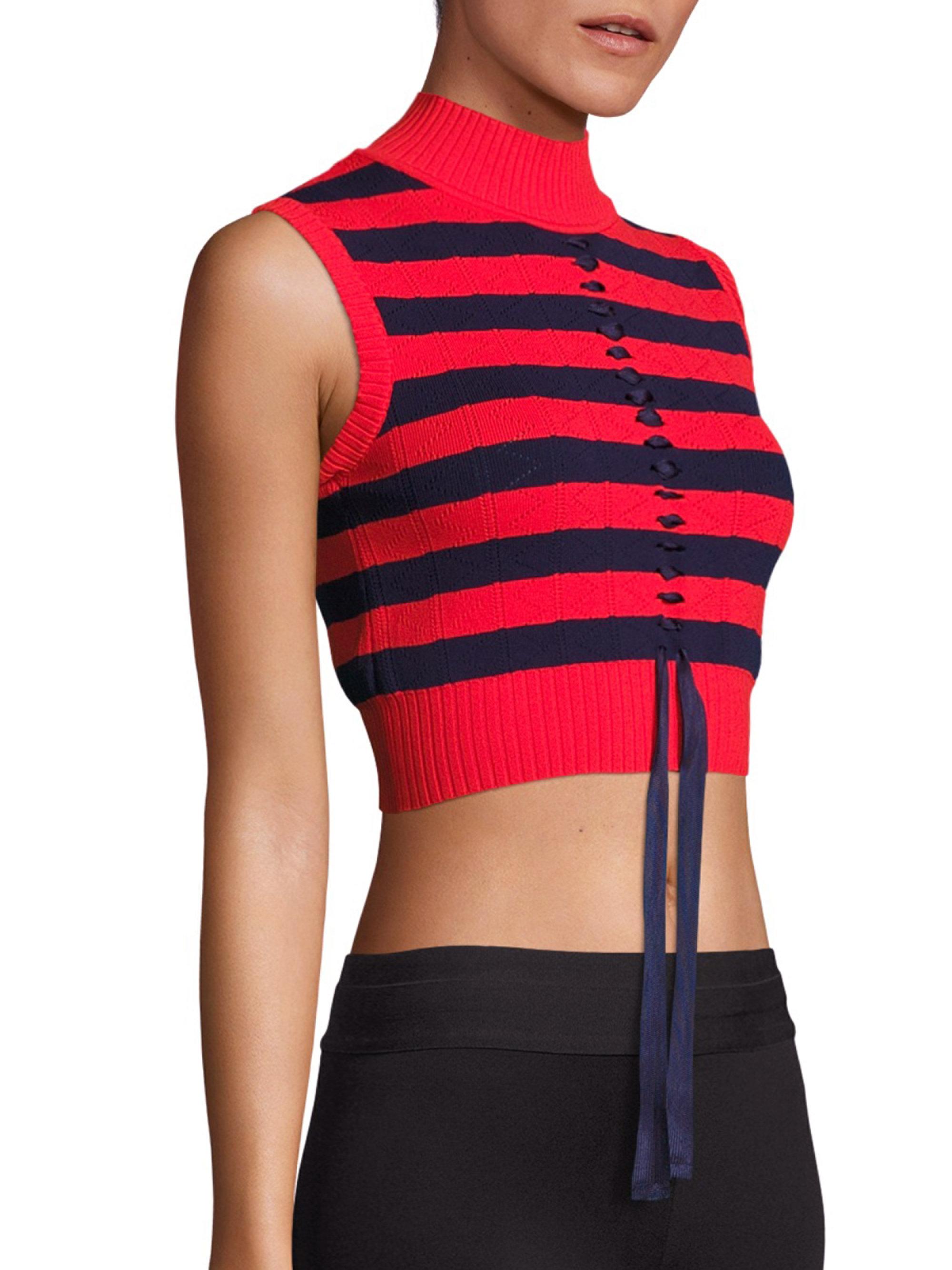 red tie front tank top